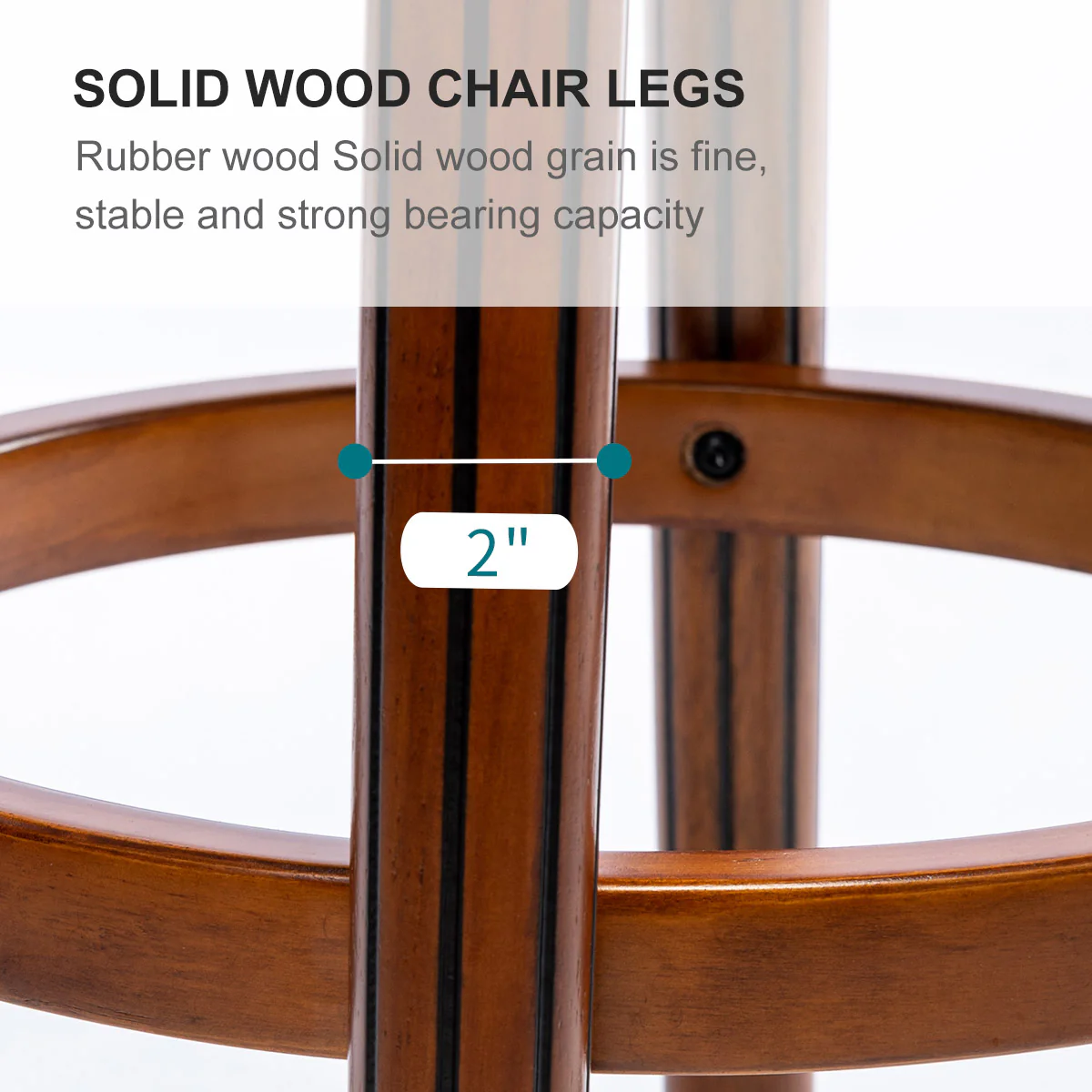 Cow Top Leather Wooden Bar Stools, Swivel Bar Chair with Backs, Counter Height, Leather/Wood - Image 7