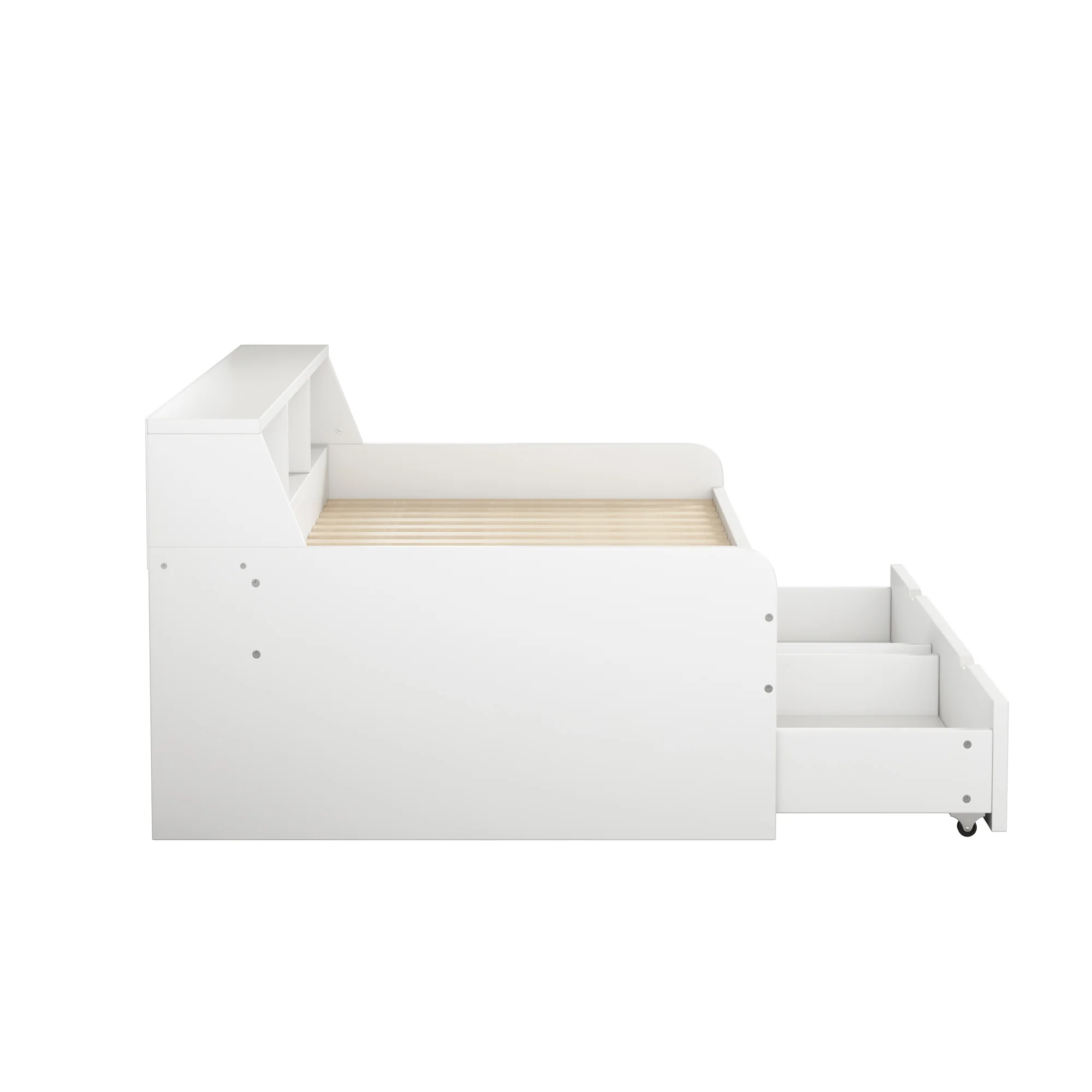 Daybed 90x200cm Single 2 Drawers Storage - White - Image 10