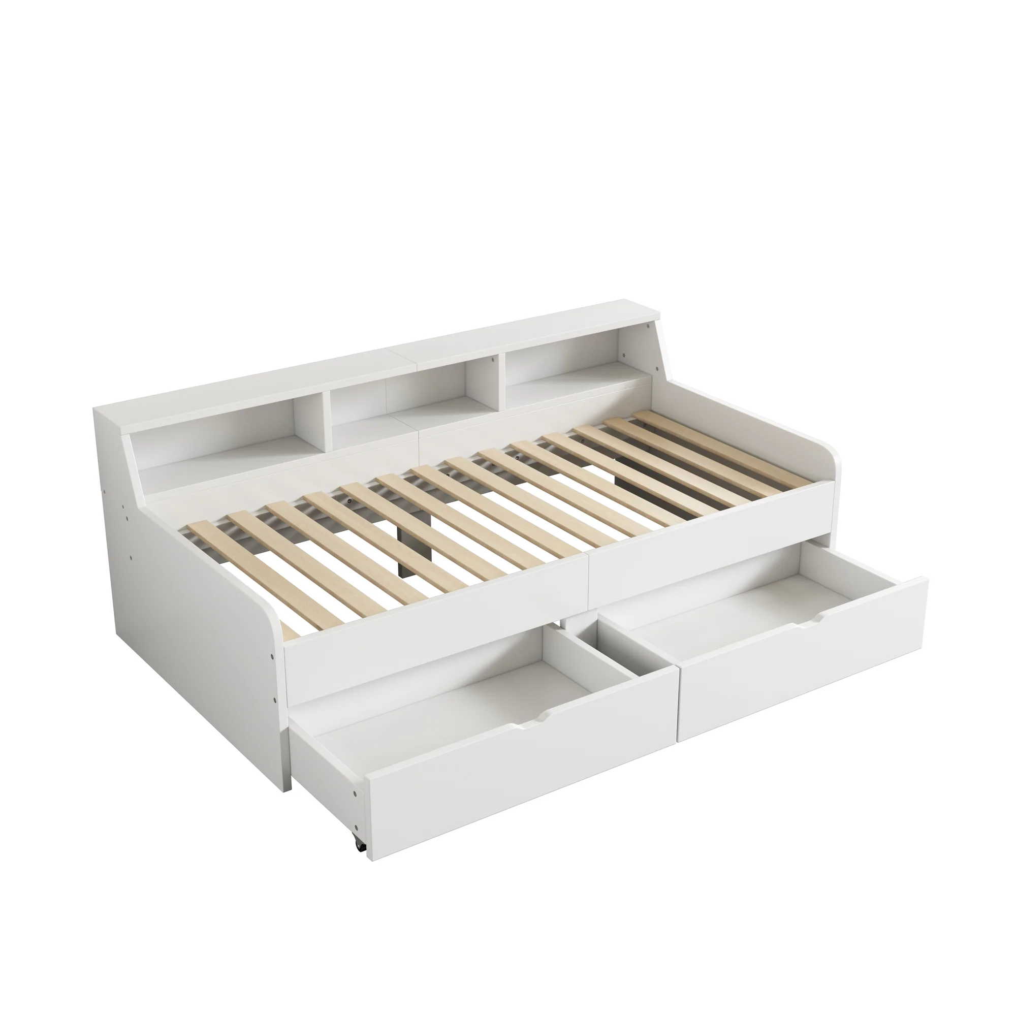 Daybed 90x200cm Single 2 Drawers Storage - White - Image 8