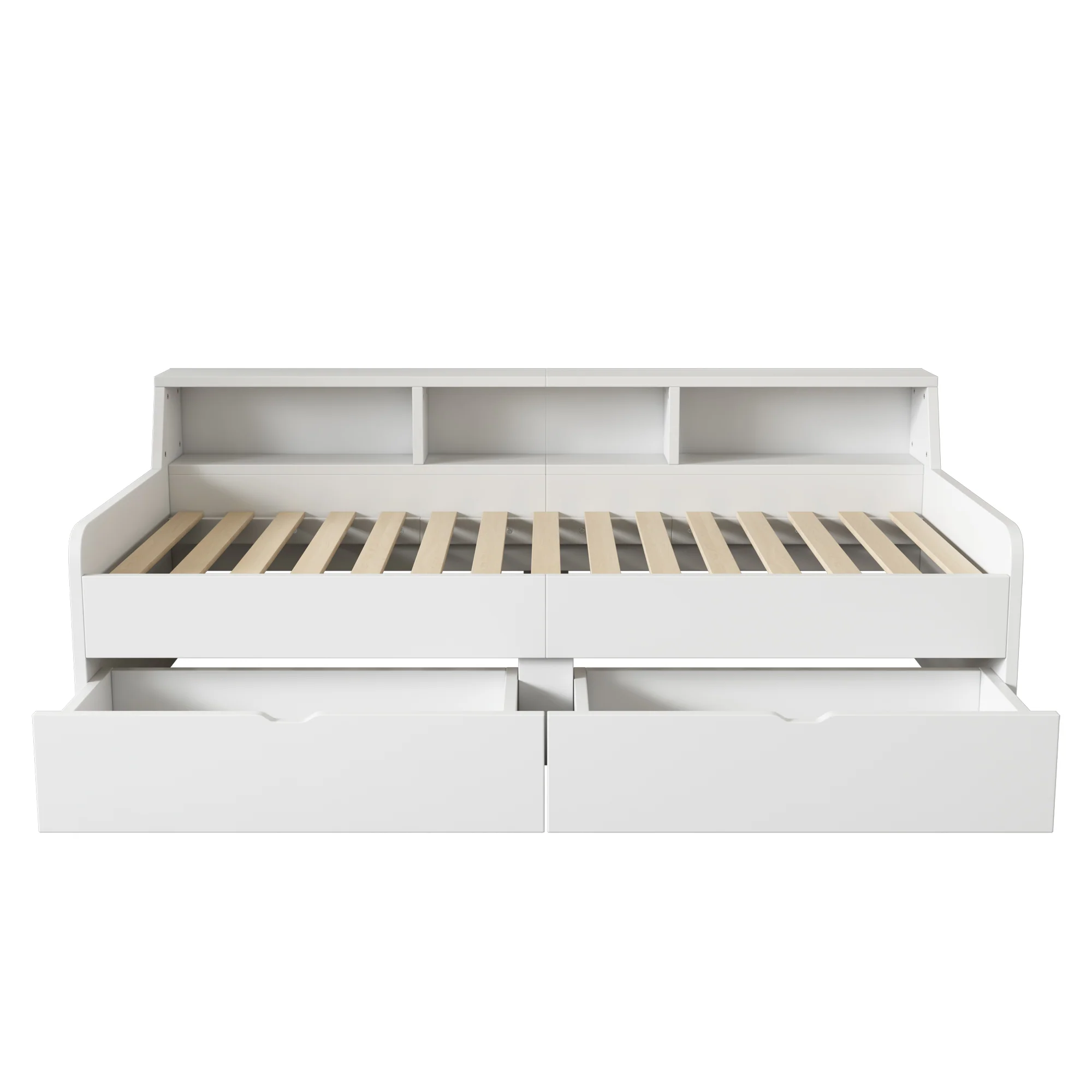 Daybed 90x200cm Single 2 Drawers Storage - White - Image 9