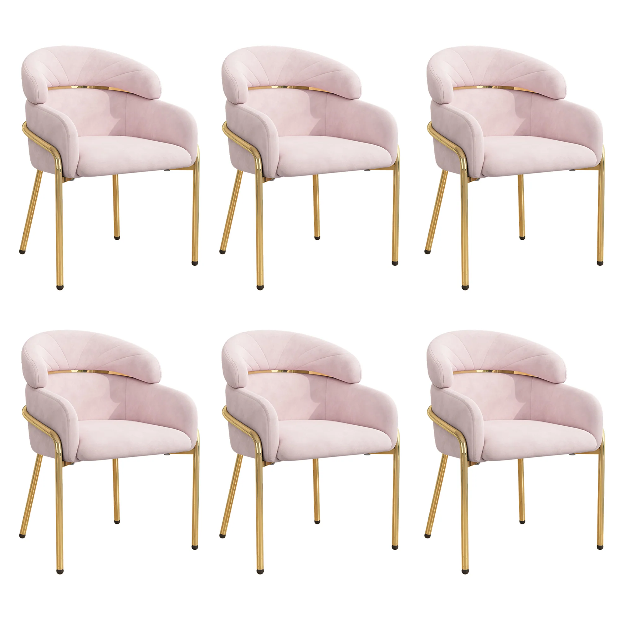 Dining Chair, Single Light Luxury Leisure with Four Metal Legs, Pink Velvet - Image 6