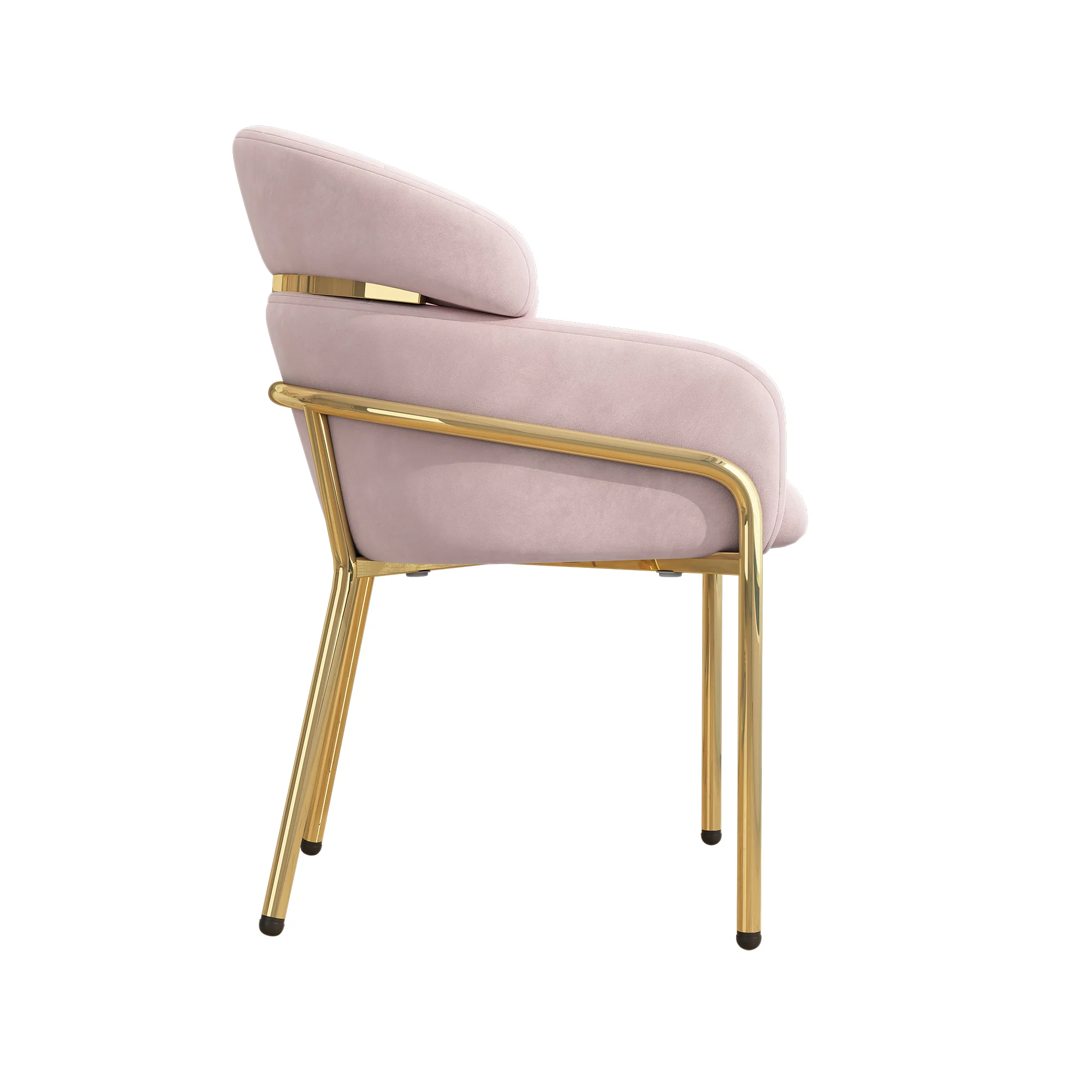 Dining Chair, Single Light Luxury Leisure with Four Metal Legs, Pink Velvet - Image 8