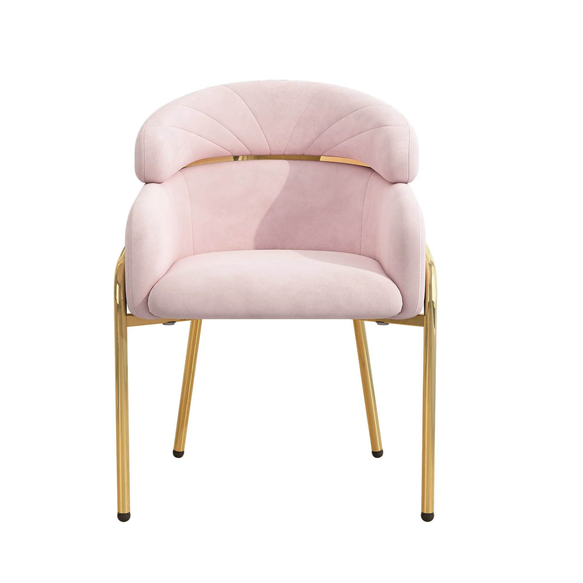 Dining Chair, Single Light Luxury Leisure with Four Metal Legs, Pink Velvet - Image 9