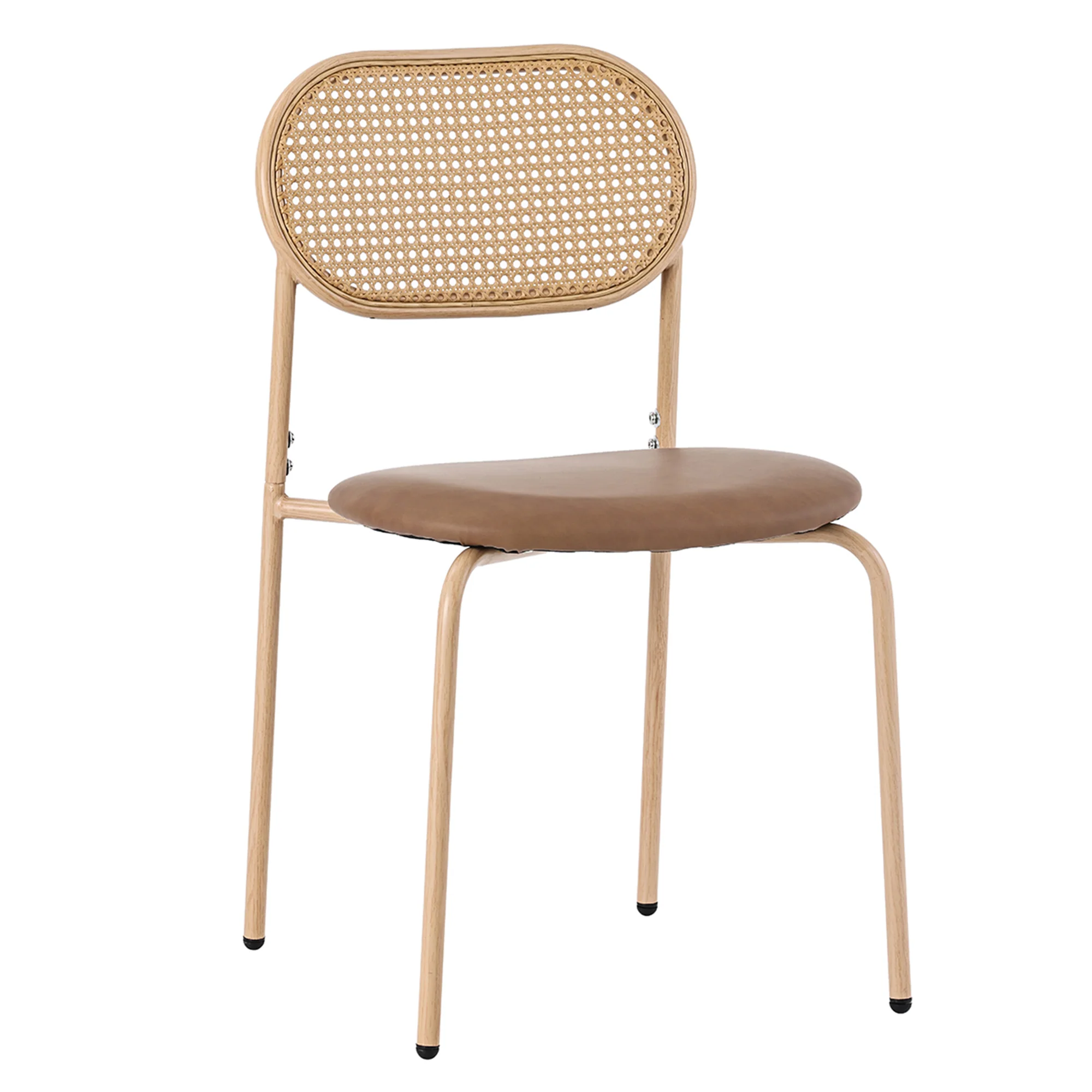 Dining Chairs Set of 4 Rattan Metal Legs Modern Style - Brown - Image 4