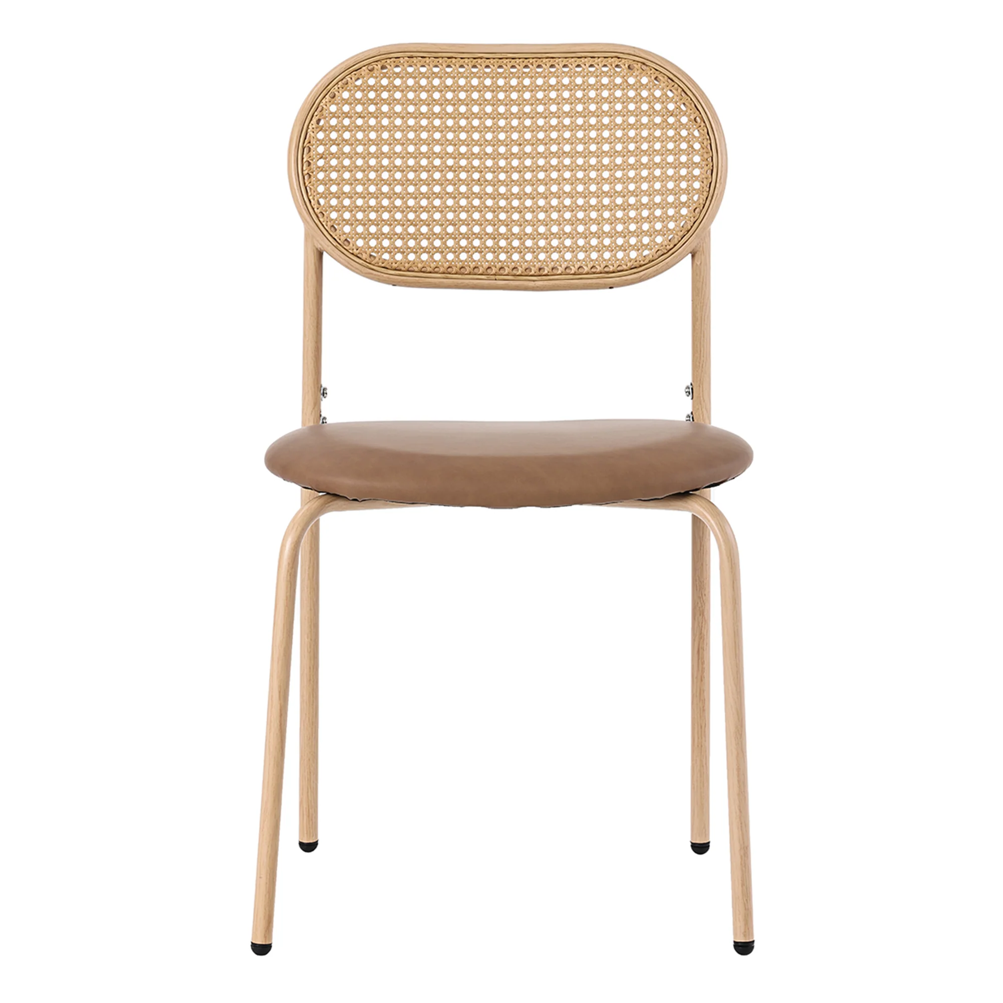 Dining Chairs Set of 4 Rattan Metal Legs Modern Style - Brown - Image 5