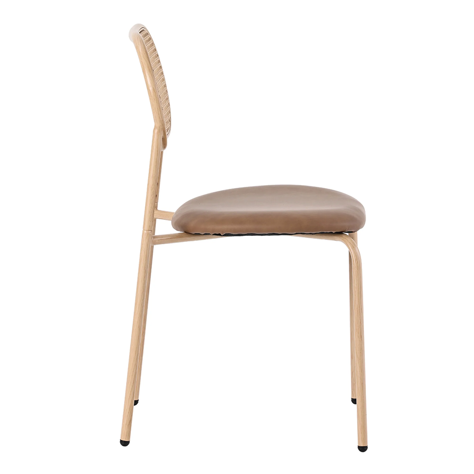 Dining Chairs Set of 4 Rattan Metal Legs Modern Style - Brown - Image 6