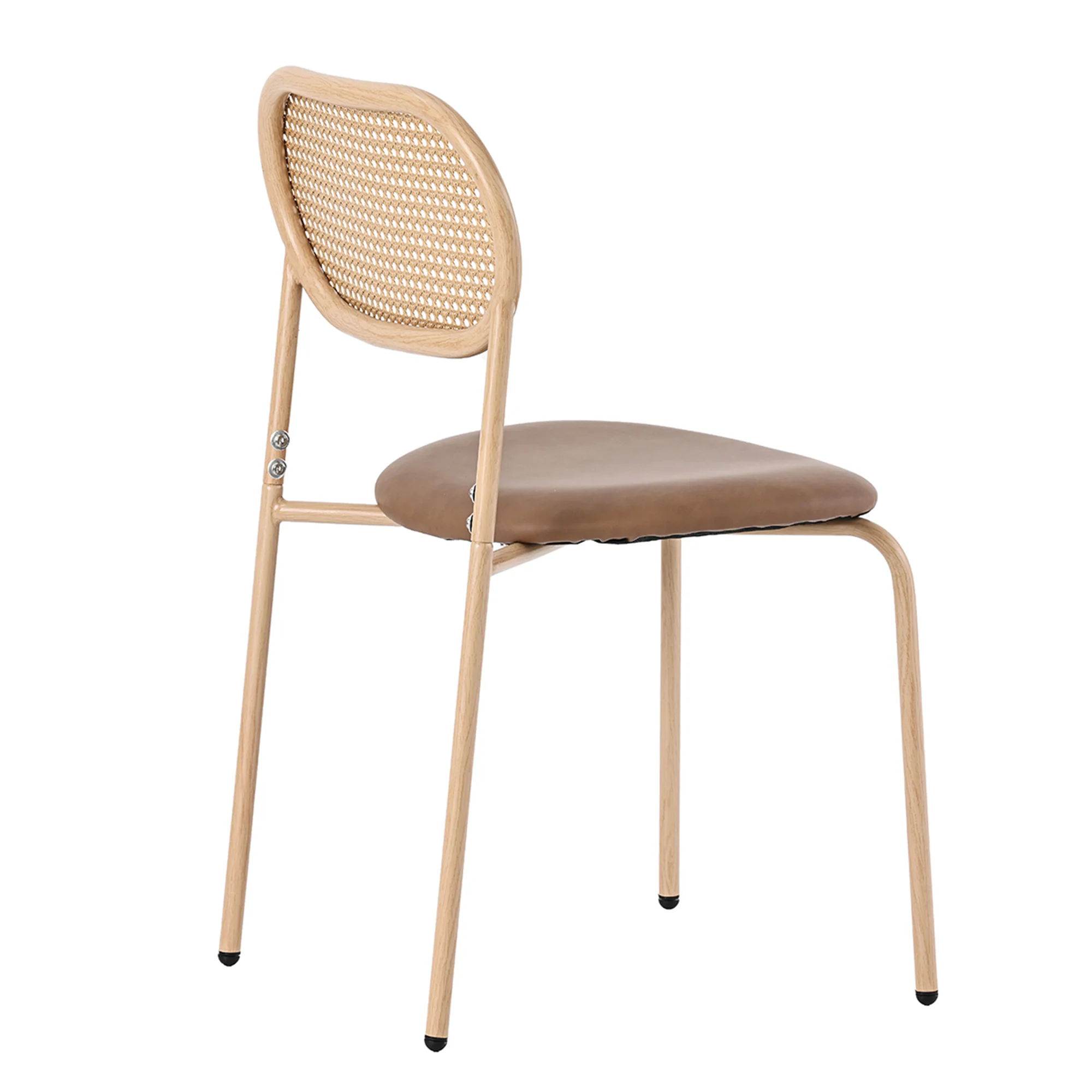 Dining Chairs Set of 4 Rattan Metal Legs Modern Style - Brown - Image 7