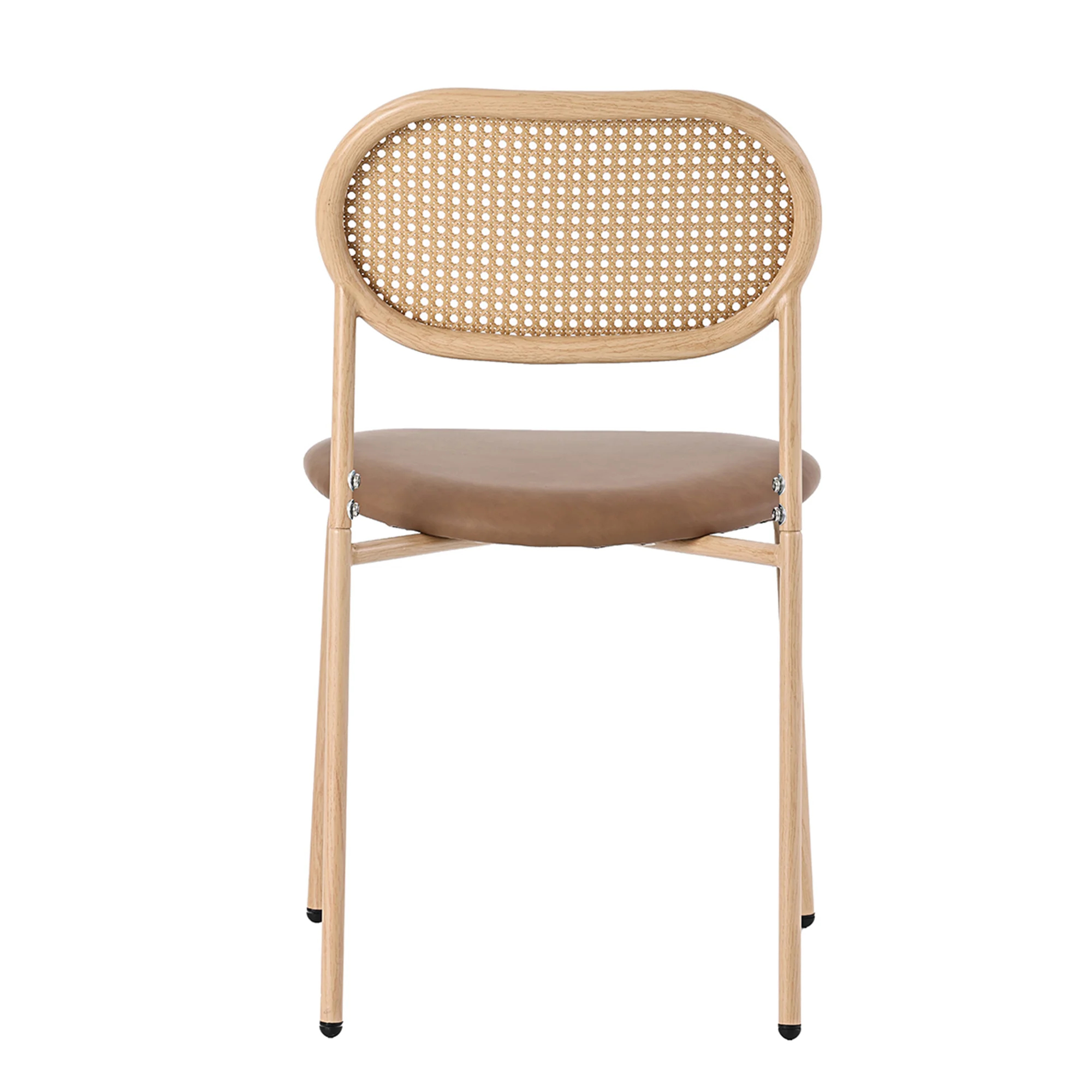 Dining Chairs Set of 4 Rattan Metal Legs Modern Style - Brown - Image 8