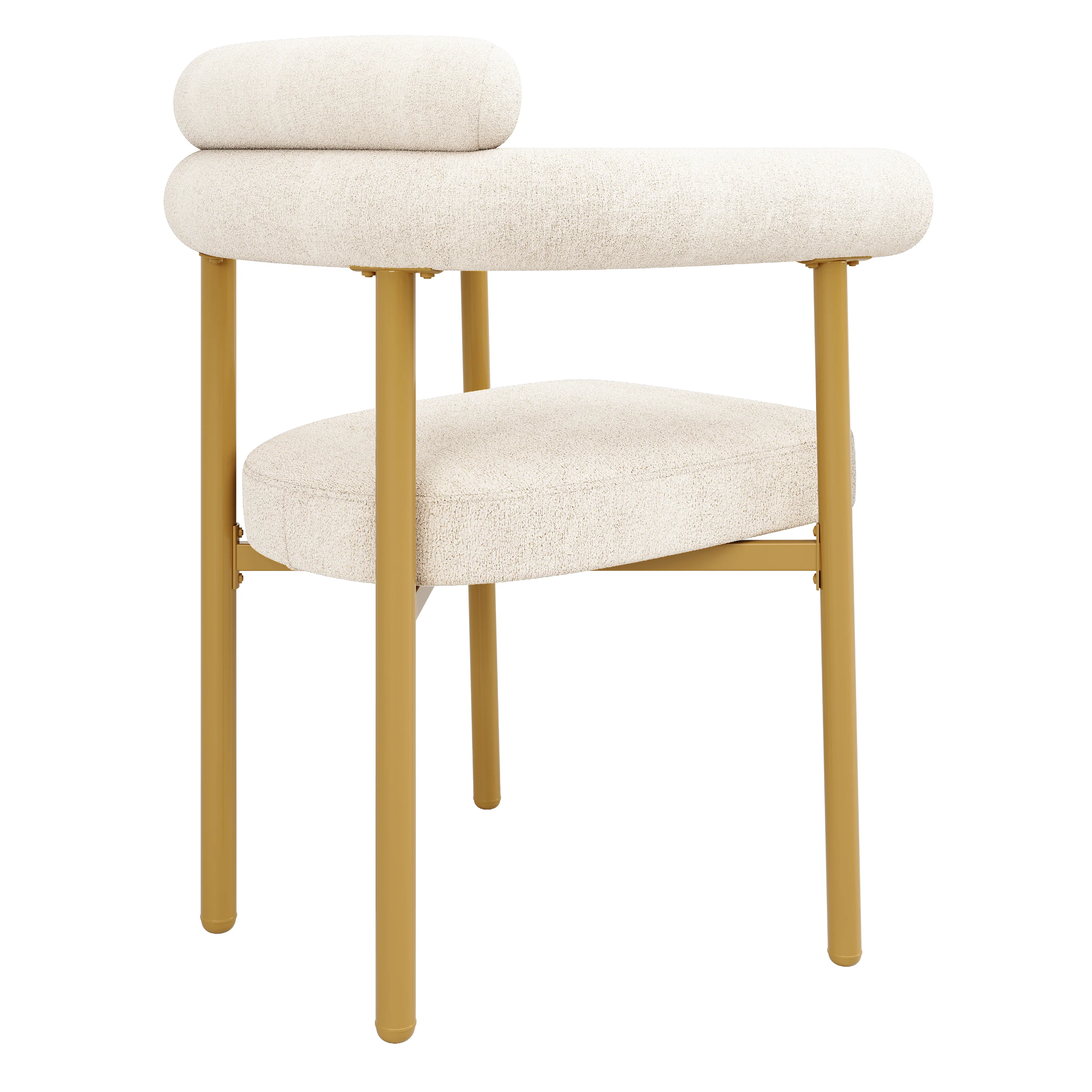 Dining Chairs Set of 6 Modern Comfortable Ring Seats Gold Legs Beige Suede - Image 8