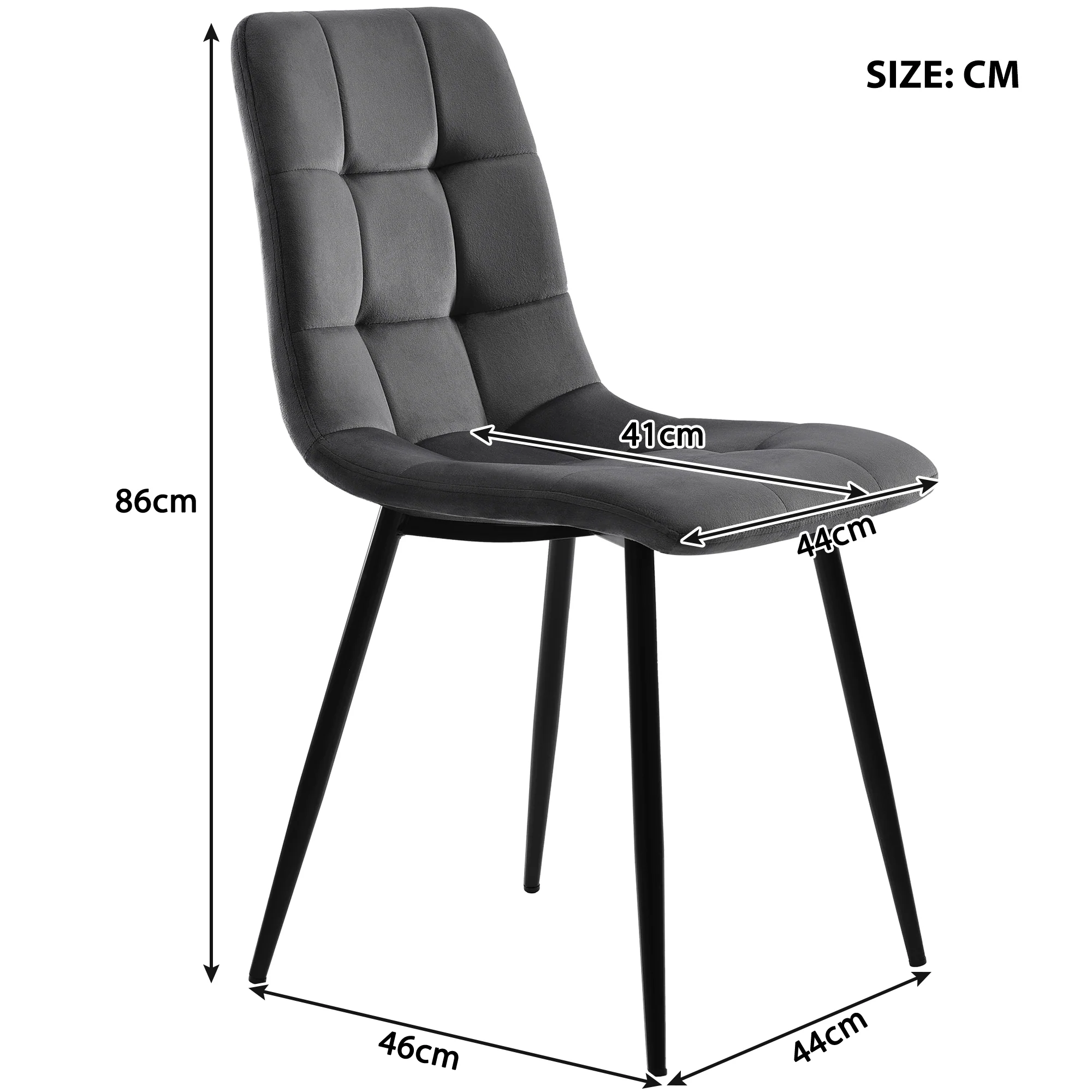 Dining Set Folding 5-Piece 150x80cm Table & 4 Upholstered Chairs Dark Grey Velvet/White MDF Black Legs - Image 6