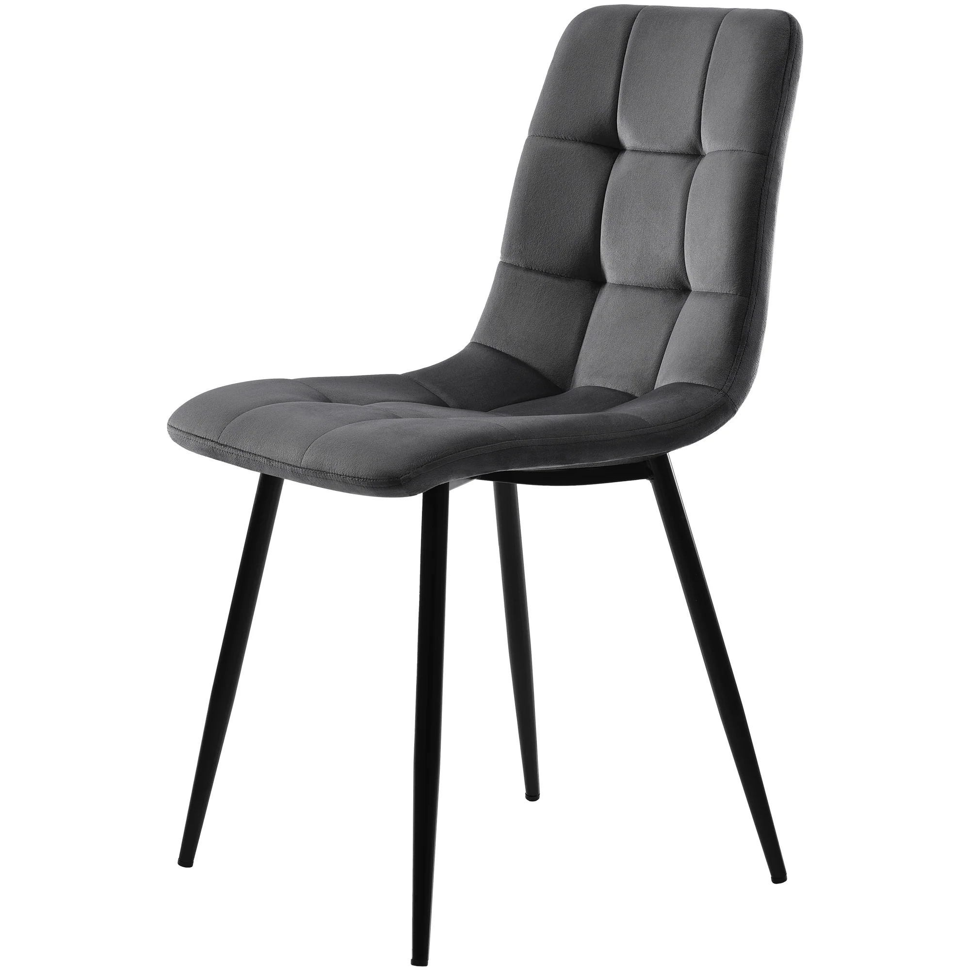 Dining Set Folding 5-Piece 150x80cm Table & 4 Upholstered Chairs Dark Grey Velvet/White MDF Black Legs - Image 9