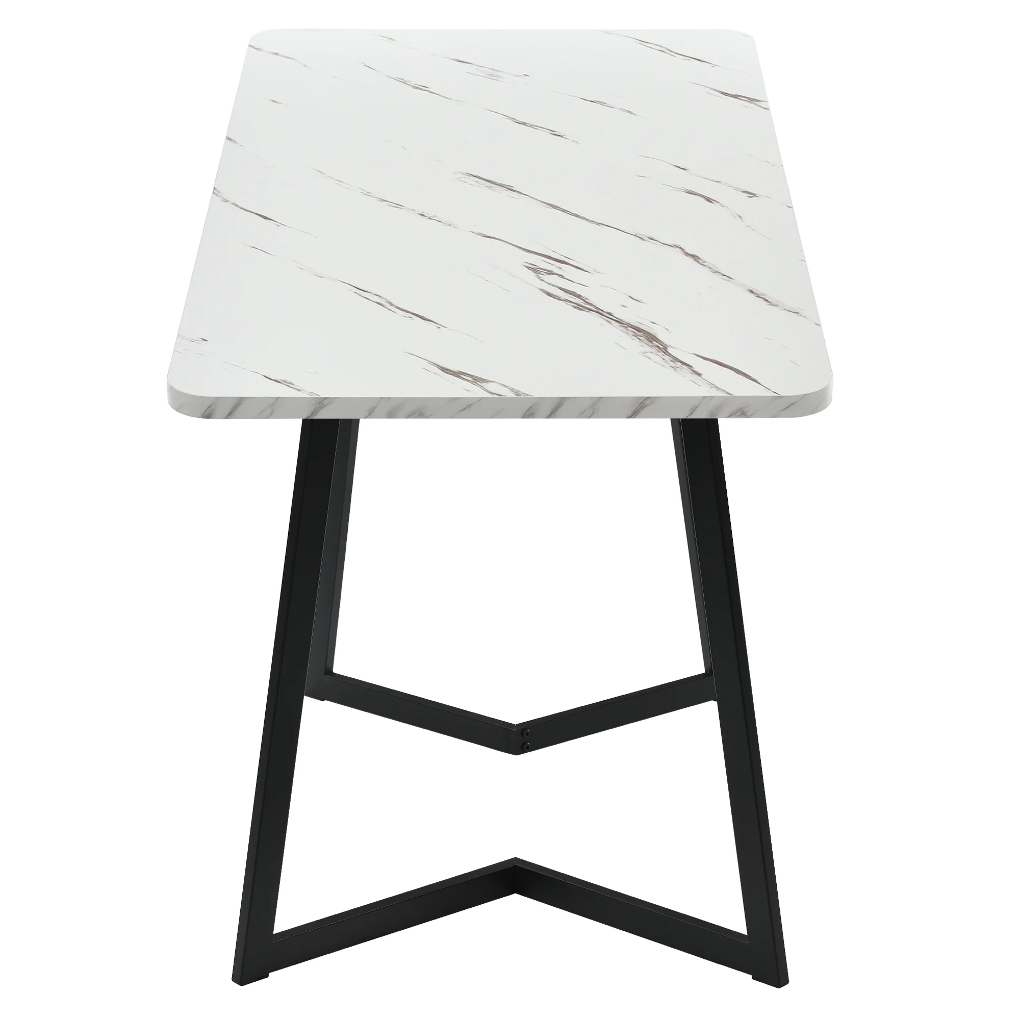 Dining Table Rectangular 117x68cm Modern Marble Pattern Metal Frame Black/White - Image 10