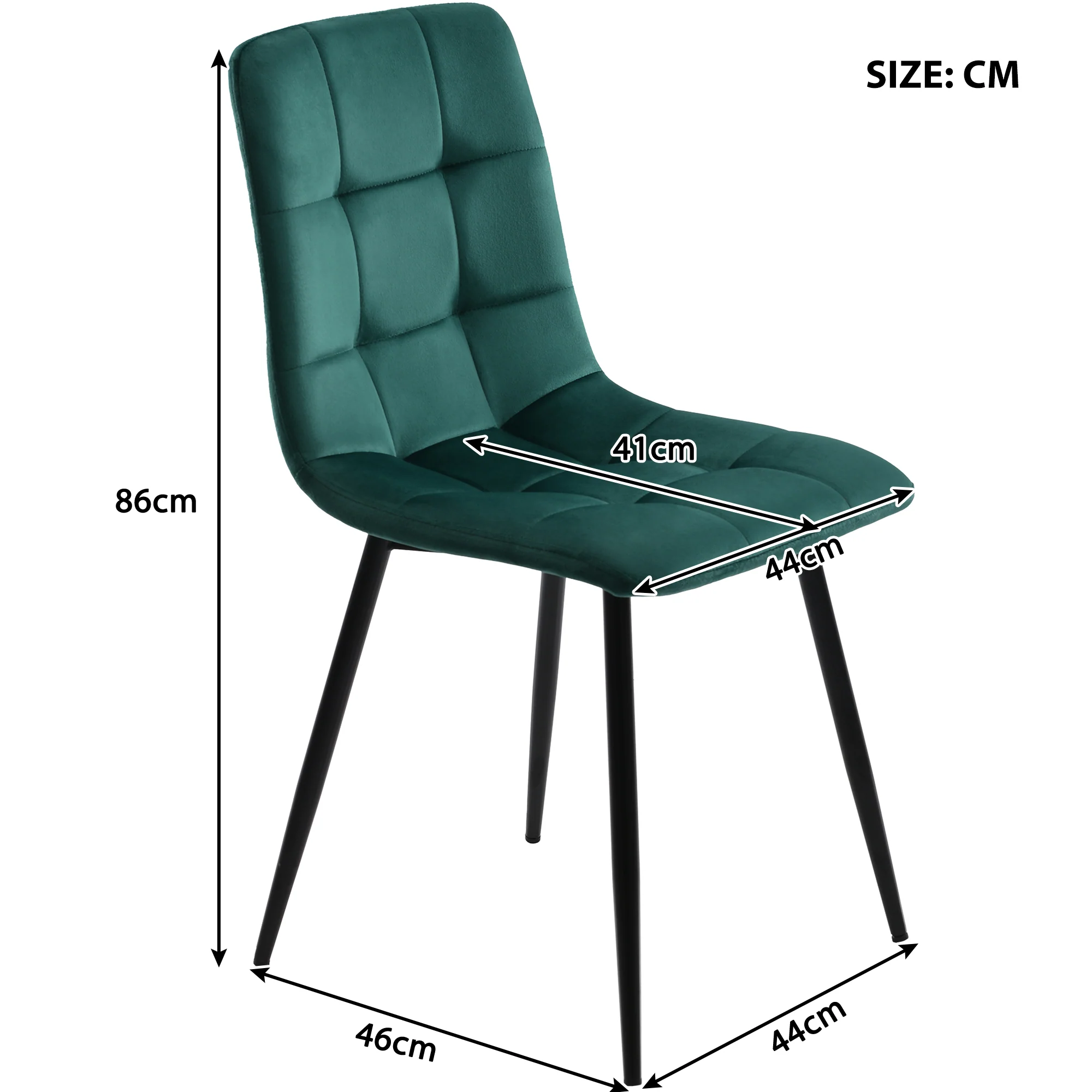 Dining Table Set 5-Piece Round 100cm Gold Metal Legs White MDF Green Velvet - Image 9