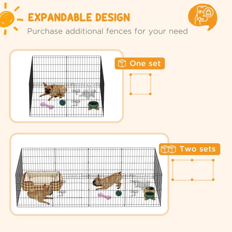 Dog Playpen, Puppy Pen, Eight-Panel Metal Fence, Black - Image 8