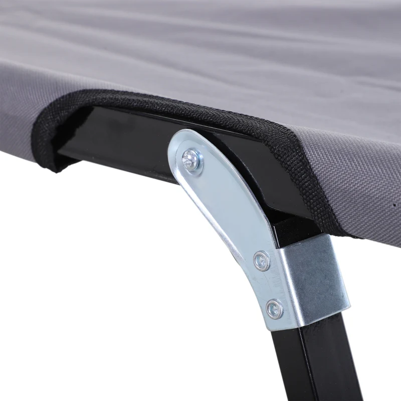 Double Camping Cot Bed Portable with Bag - Grey - Image 6