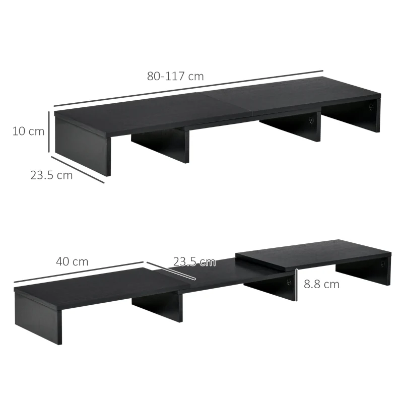 Dual Monitor Stand Riser, Adjustable Length and Angle, Black - Image 3