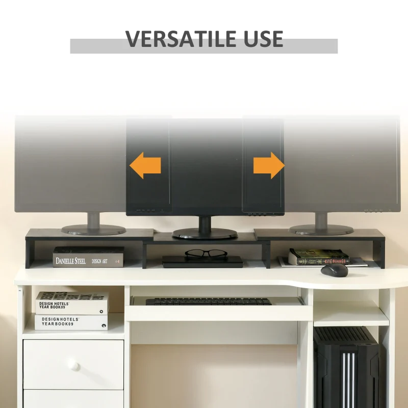 Dual Monitor Stand Riser, Adjustable Length and Angle, Black - Image 6