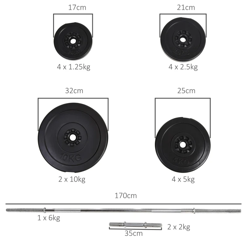 Dumbbell and Barbell Set, 65kg Adjustable Weights for Home Gym - Black - Image 3