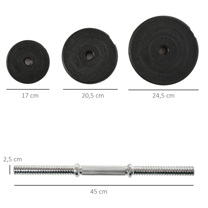 Dumbbell Set 40 kg, 12 Weight Plates, Black - Image 3
