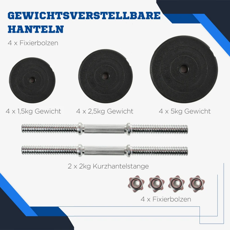 Dumbbell Set 40 kg, 12 Weight Plates, Black - Image 4