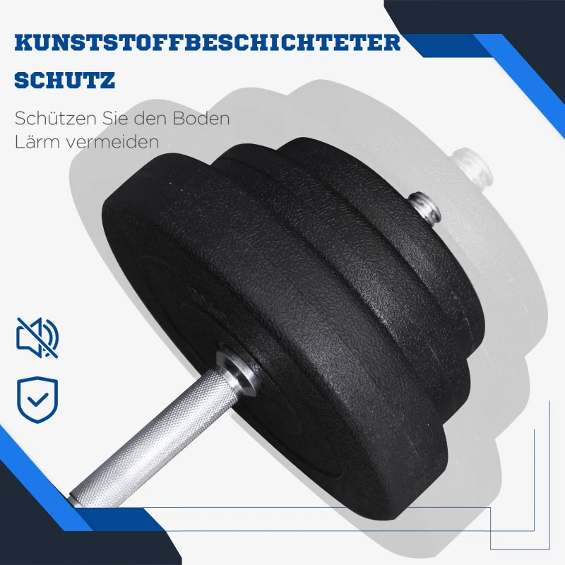 Dumbbell Set 40 kg, 12 Weight Plates, Black - Image 6