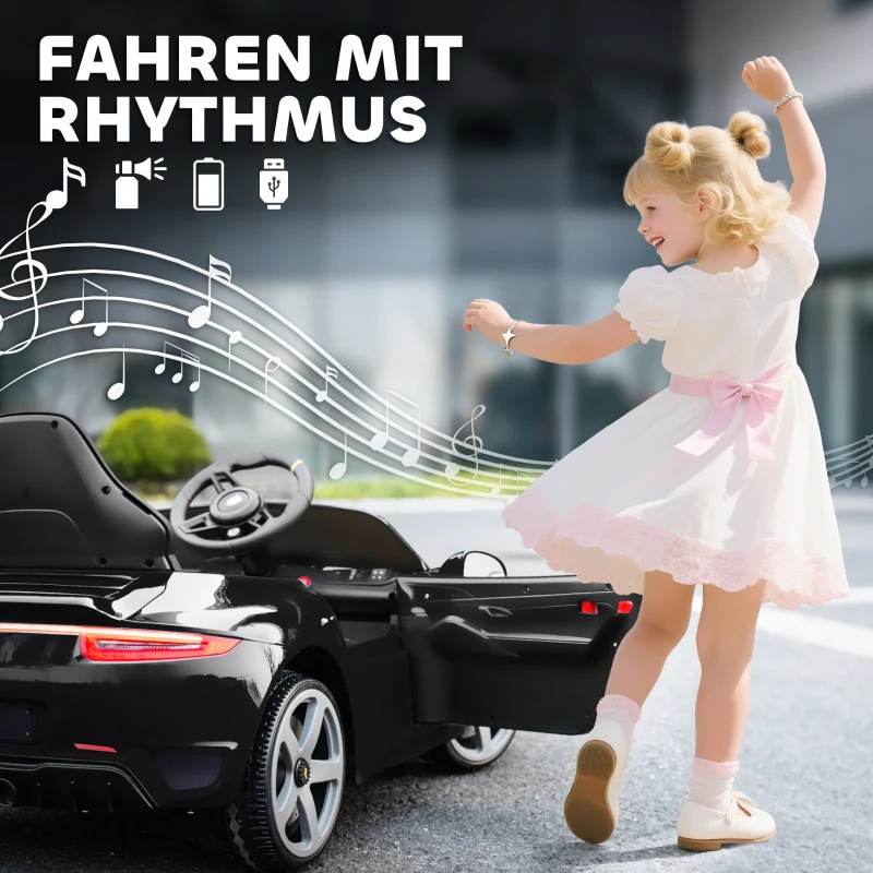 Electric Ride-on Car for Children, Remote Control and Music with USB, Black - Image 8
