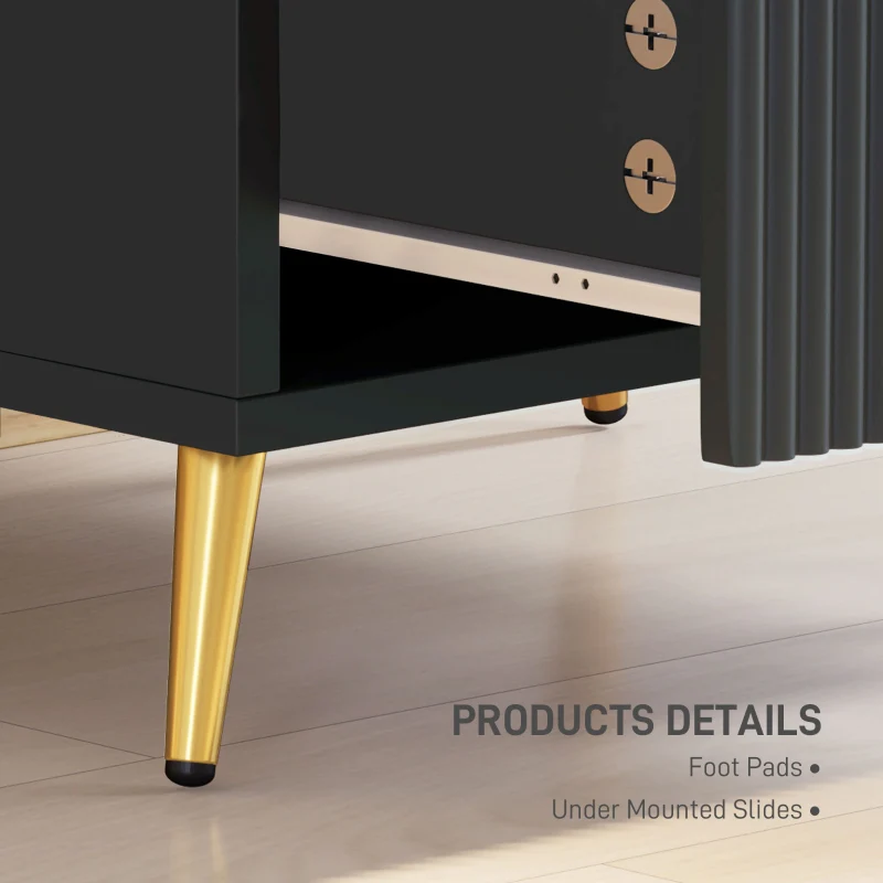Elegant Two-Drawer Bedside Table, Black Engineered Wood - Image 6