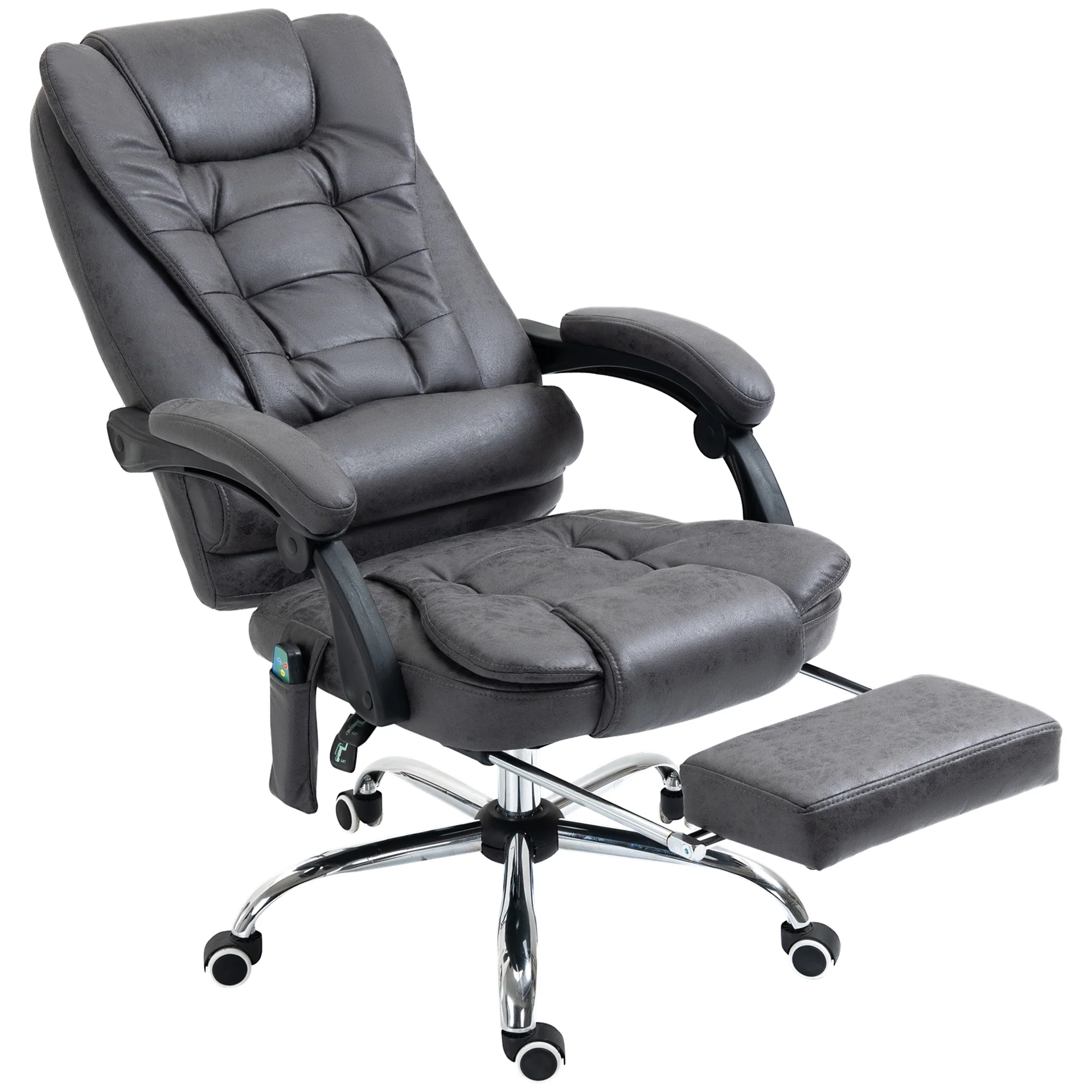 Executive Office Chair with Heated 6-Point Vibration Massage, Adjustable Swivel Recliner with Footrest, Dark Grey - Image 2