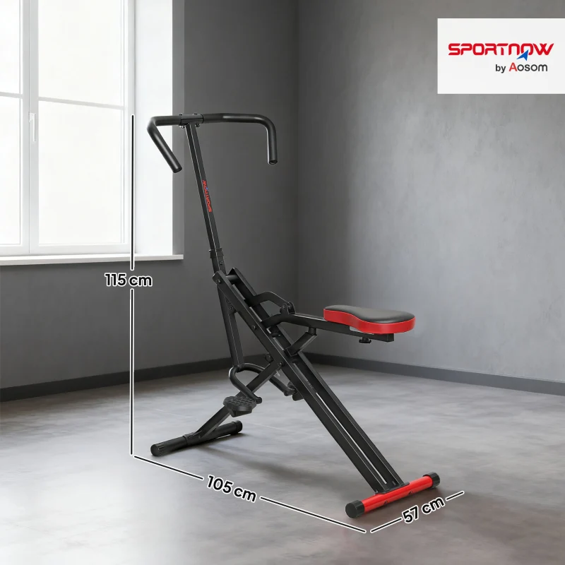 Exercise Machine with Adjustable Pedals and Metal Tubes, Foldable Red - Image 3