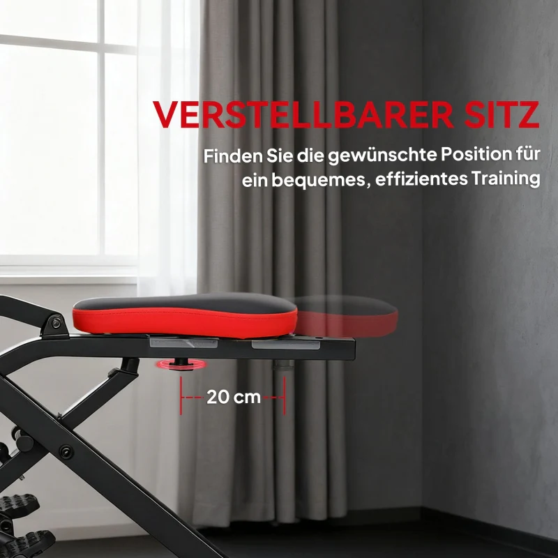 Exercise Machine with Adjustable Pedals and Metal Tubes, Foldable Red - Image 4