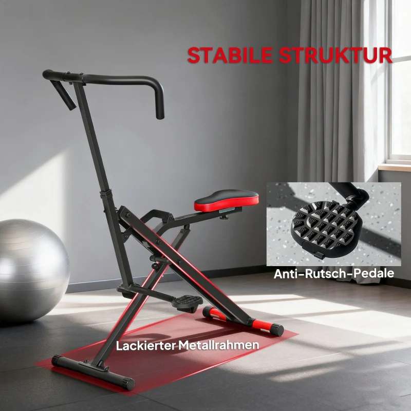 Exercise Machine with Adjustable Pedals and Metal Tubes, Foldable Red - Image 5
