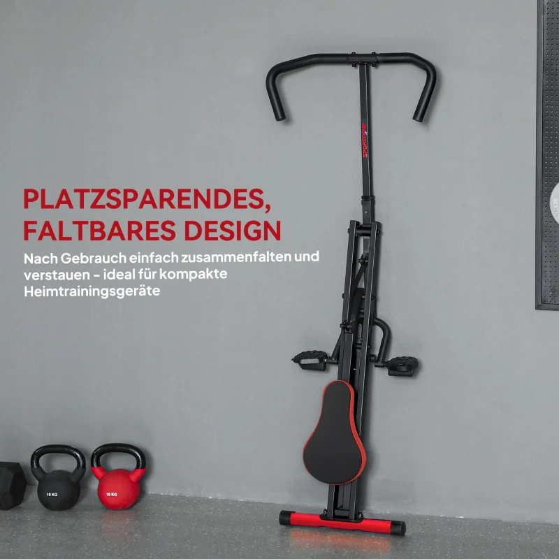 Exercise Machine with Adjustable Pedals and Metal Tubes, Foldable Red - Image 6