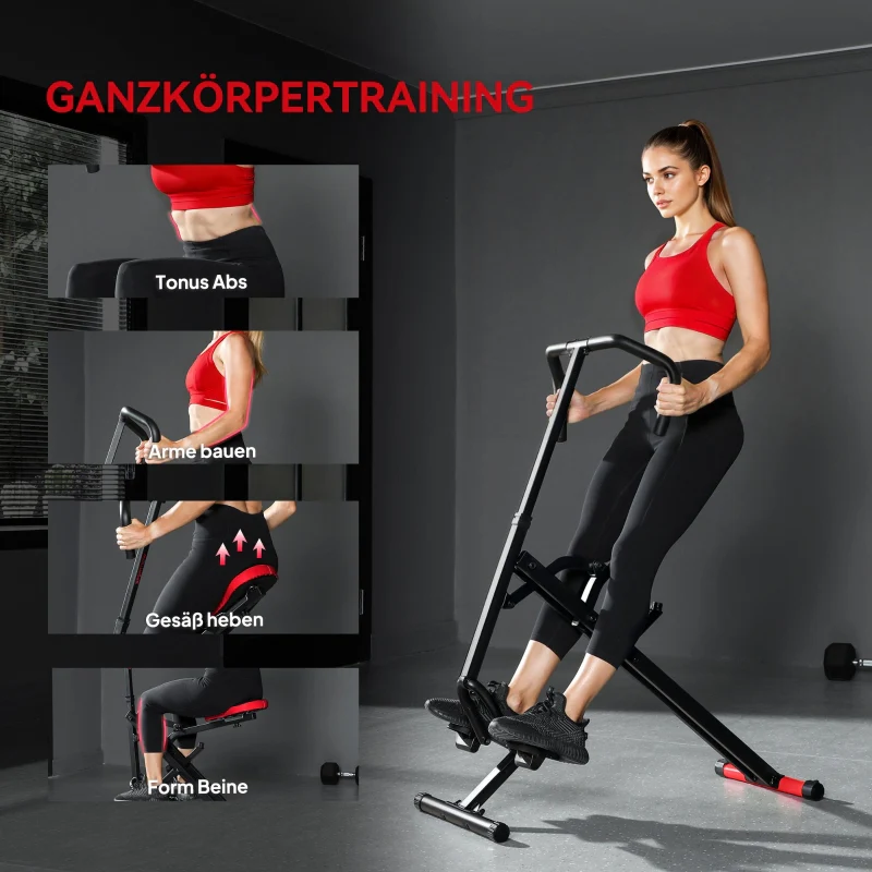 Exercise Machine with Adjustable Pedals and Metal Tubes, Foldable Red - Image 7
