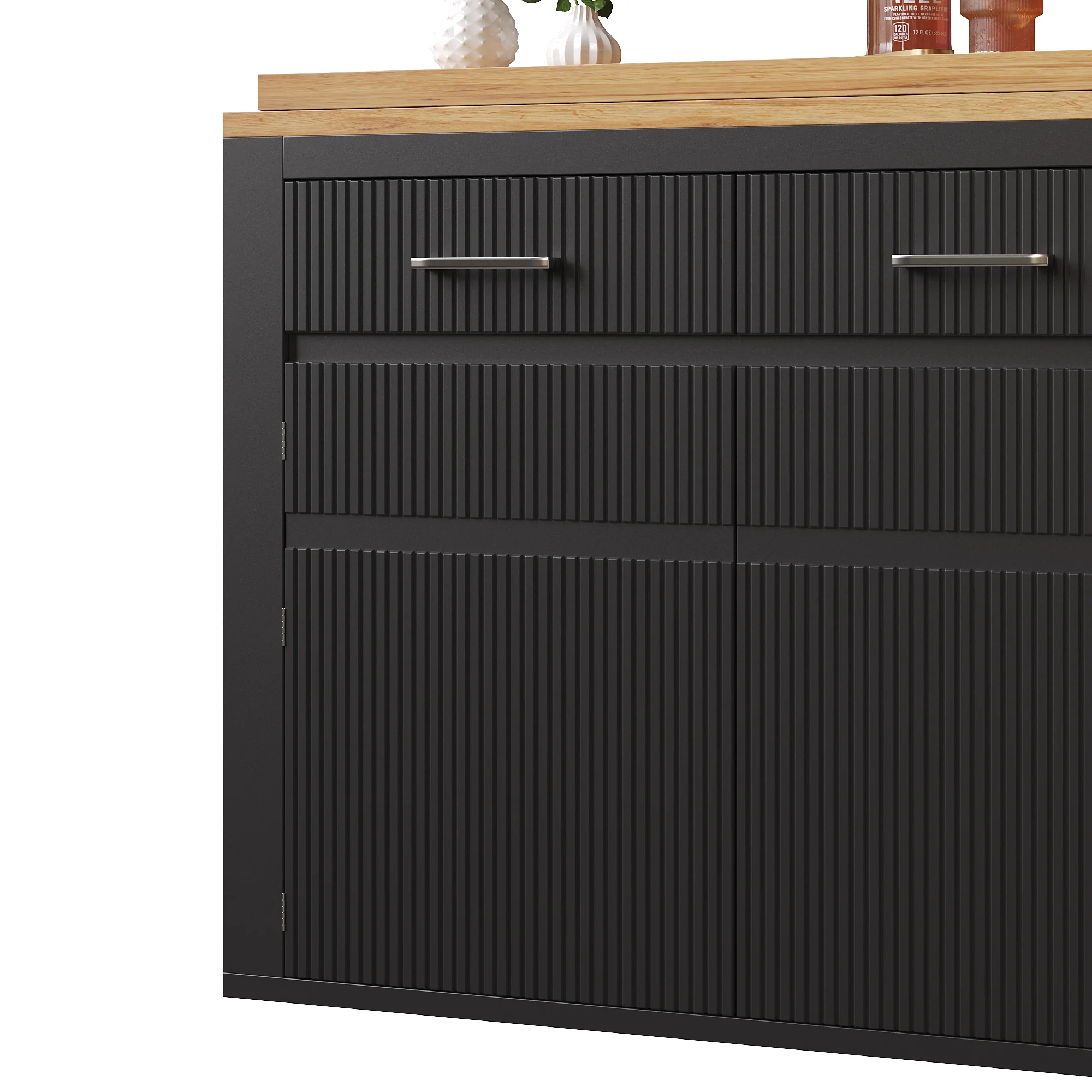 Extendable Bar Table Telescopic Storage Drawer Shelves - Black - Image 10