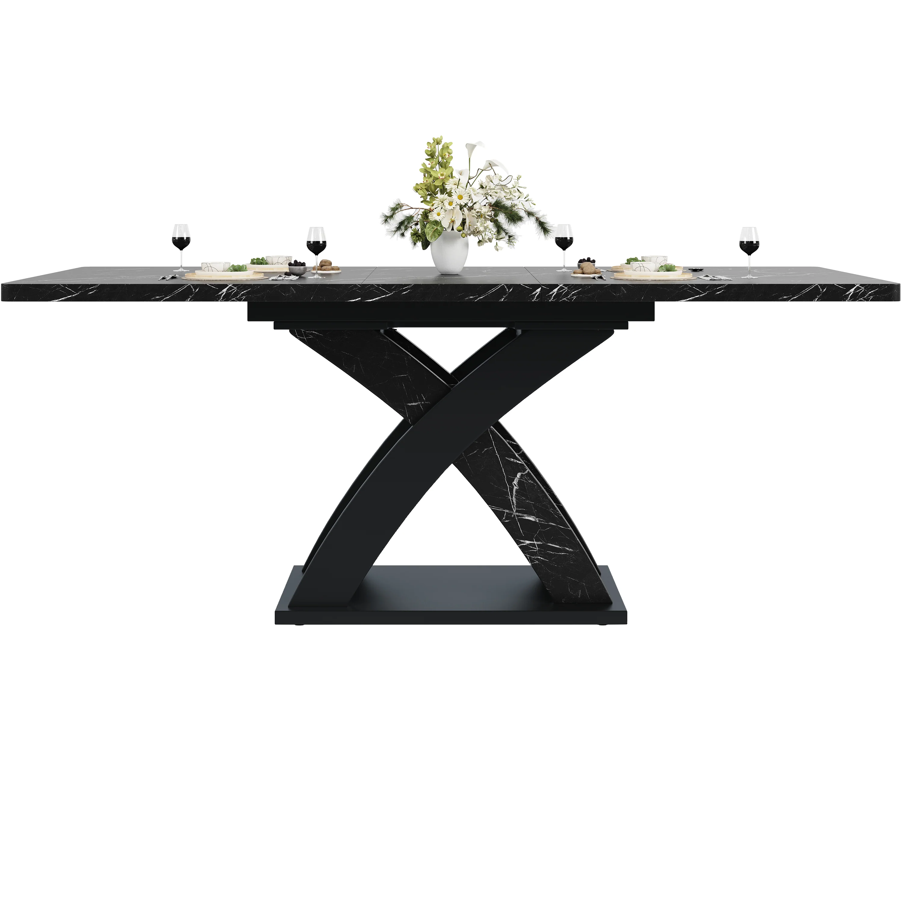 Extendable Dining Table 120-160cm 6 Seater - Black - Image 10