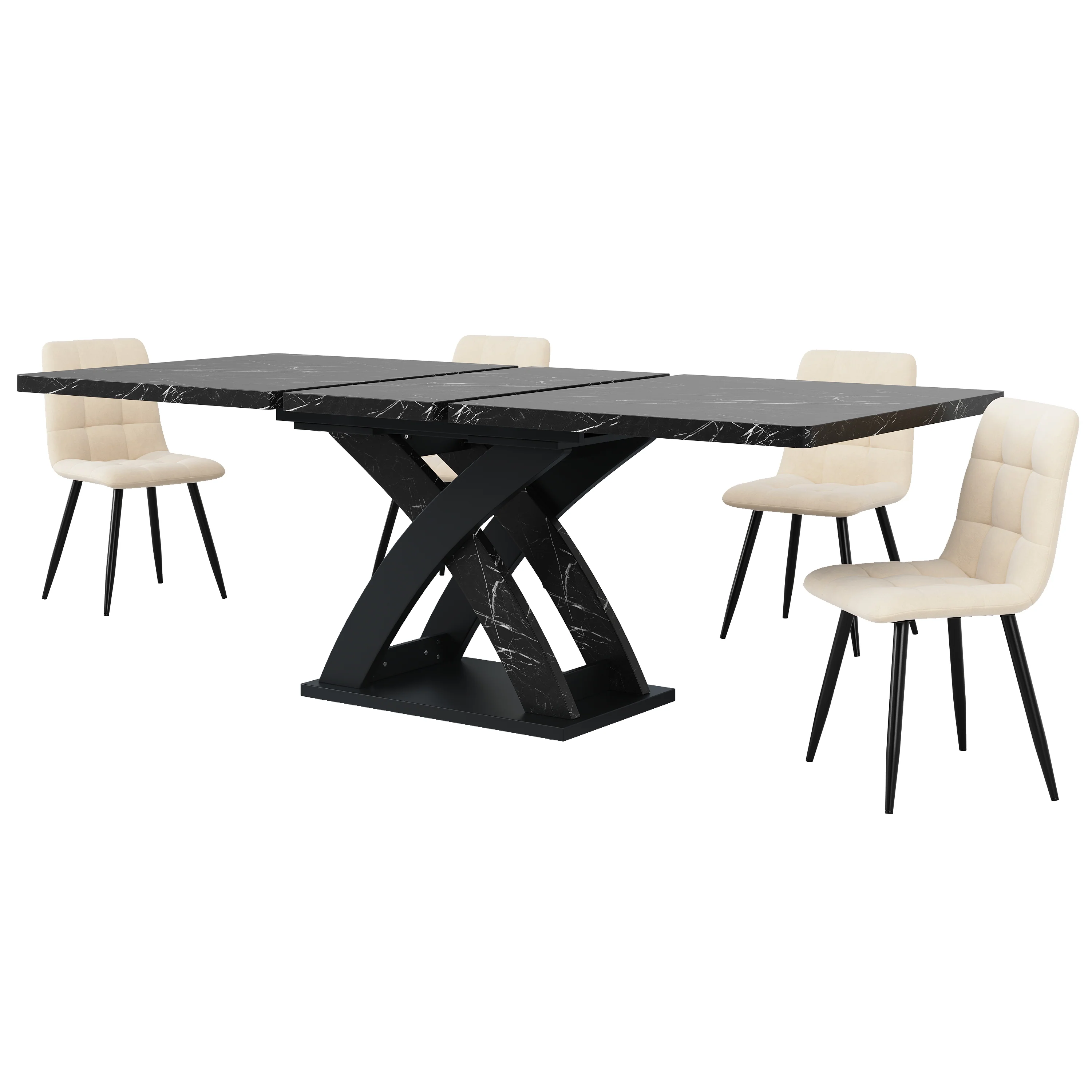 Extendable Dining Table 120-160cm 6 Seater - Black - Image 8