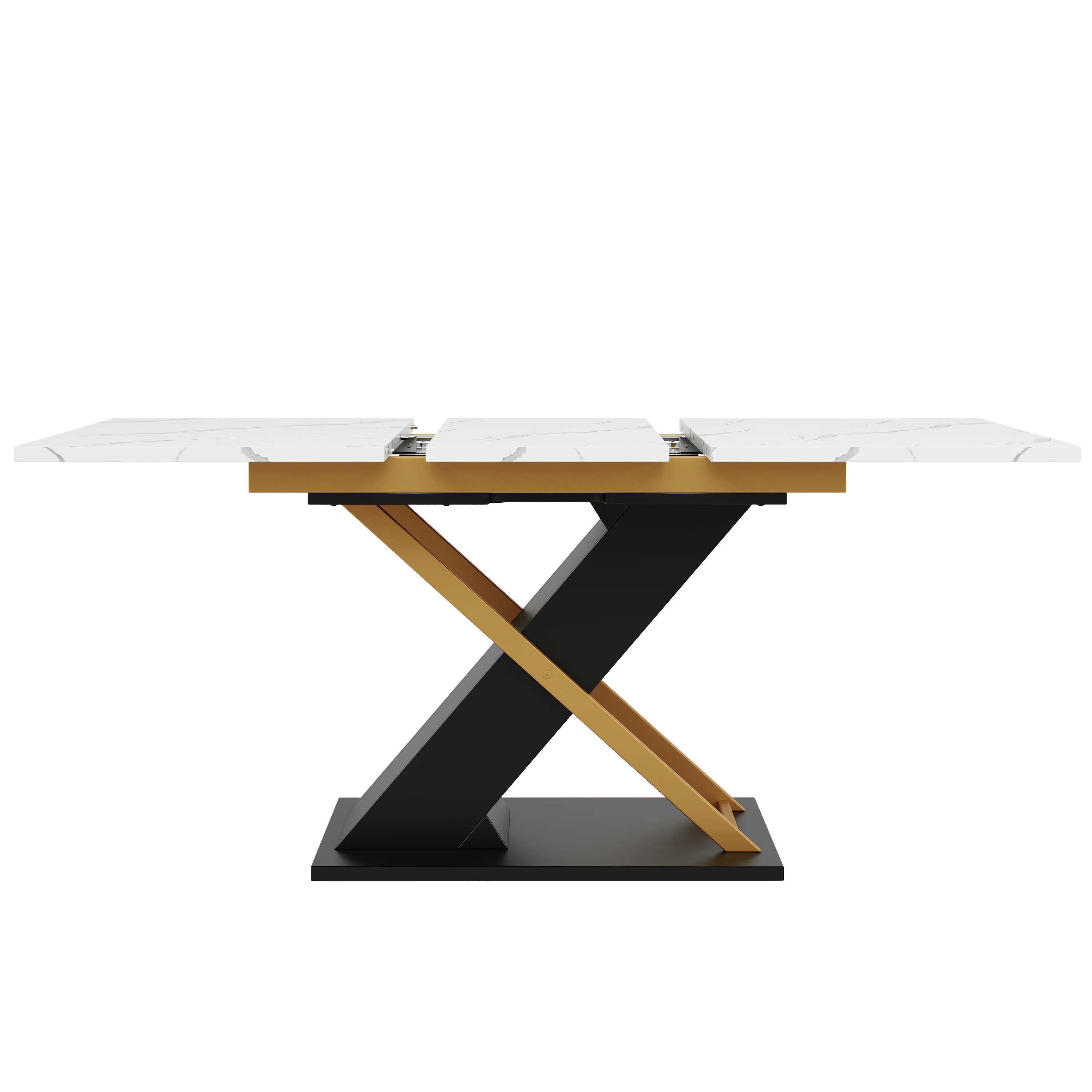 Extendable Dining Table 120-160cm Internal Leaf Golden Cross Legs - Image 10