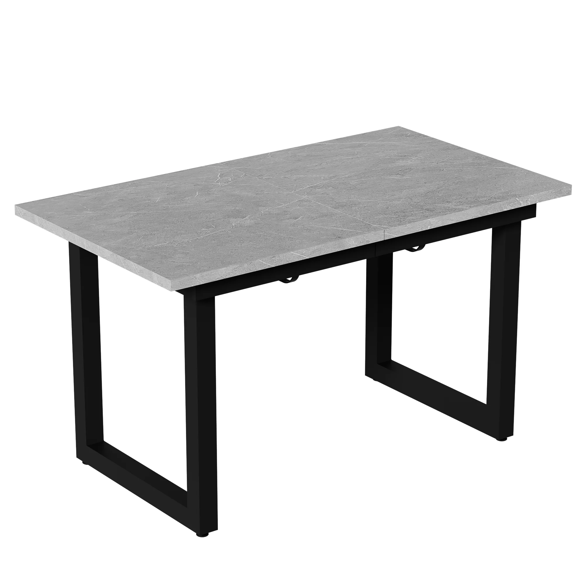 Extendable Dining Table 140/180cm Rectangular Industrial Style - Concrete Look/Black - Image 10