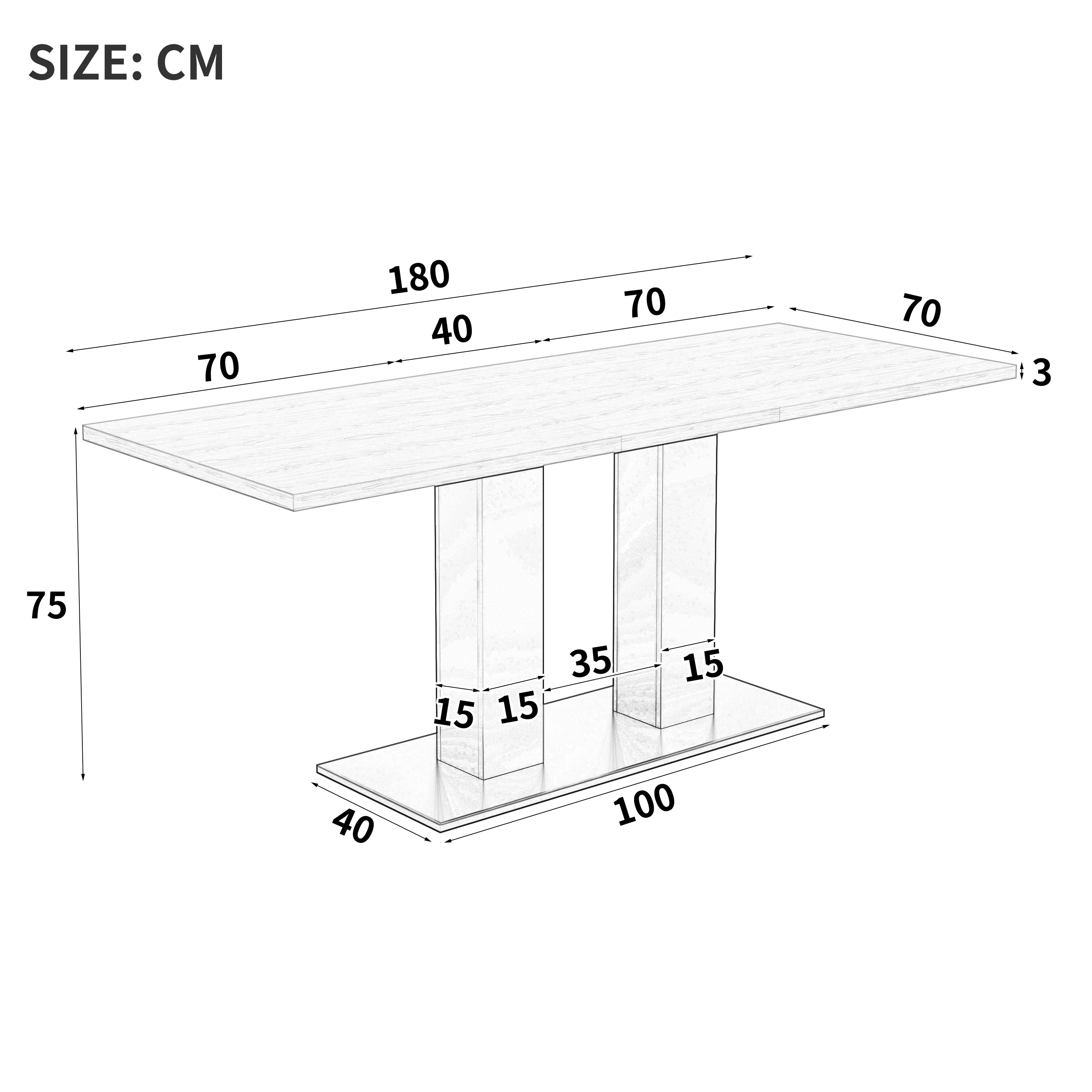 Extendable Dining Table, 140/180x70cm for 6-8 People, Natural Wood Color - Image 6