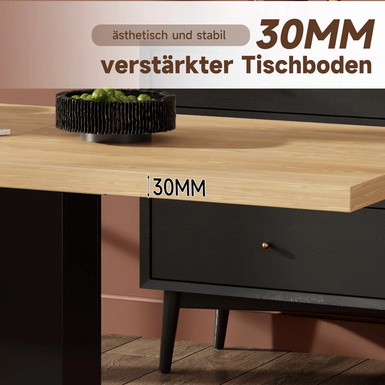 Extendable Dining Table, 140/180x70cm for 6-8 People, Natural Wood Color - Image 7