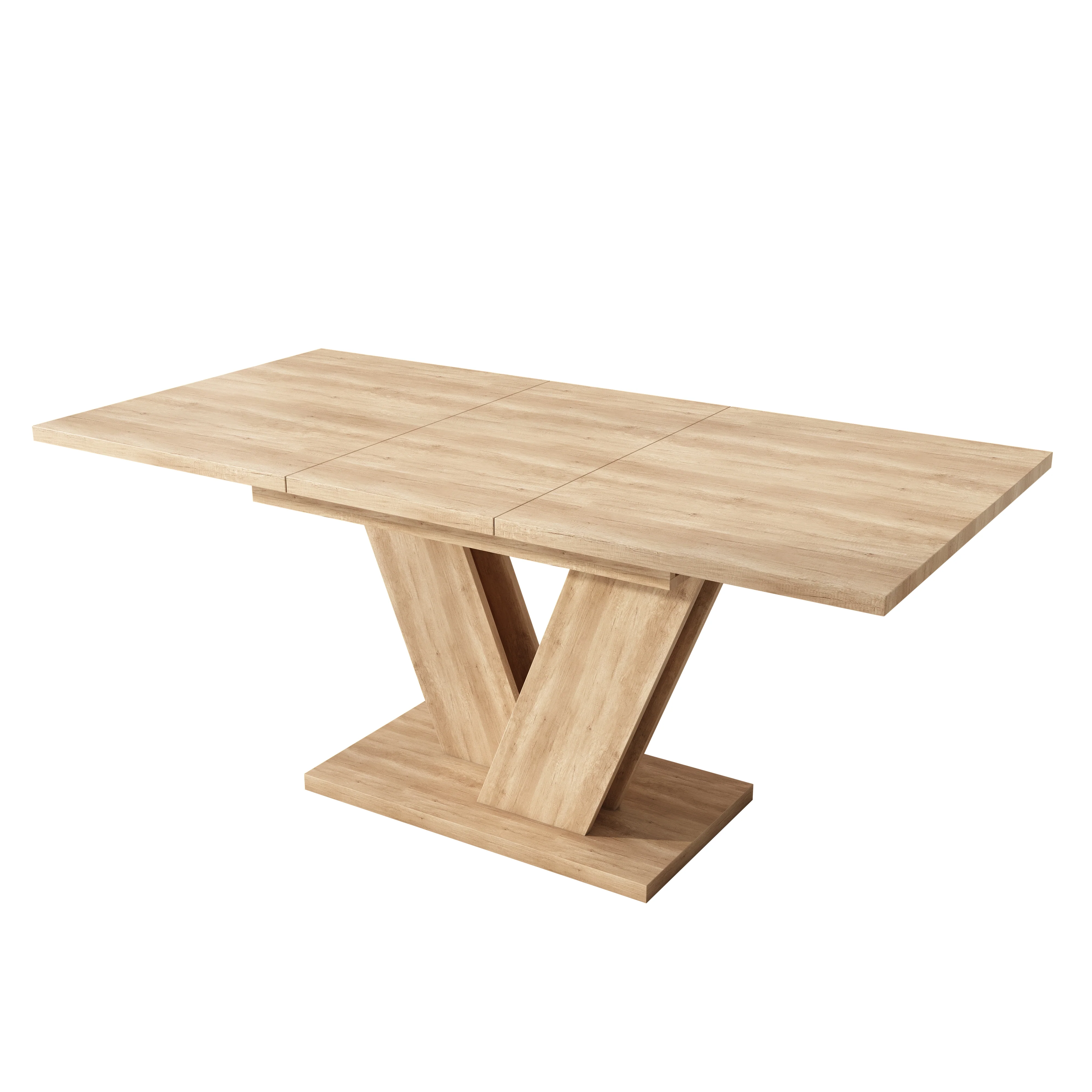 Extendable Dining Table 140/180x80cm Rectangular Thickened Top V-Shaped Legs Oak Color - Image 10