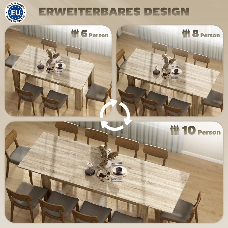 Extendable Dining Table Expandable 180-260cm 6-10 Seater Wood - Image 5