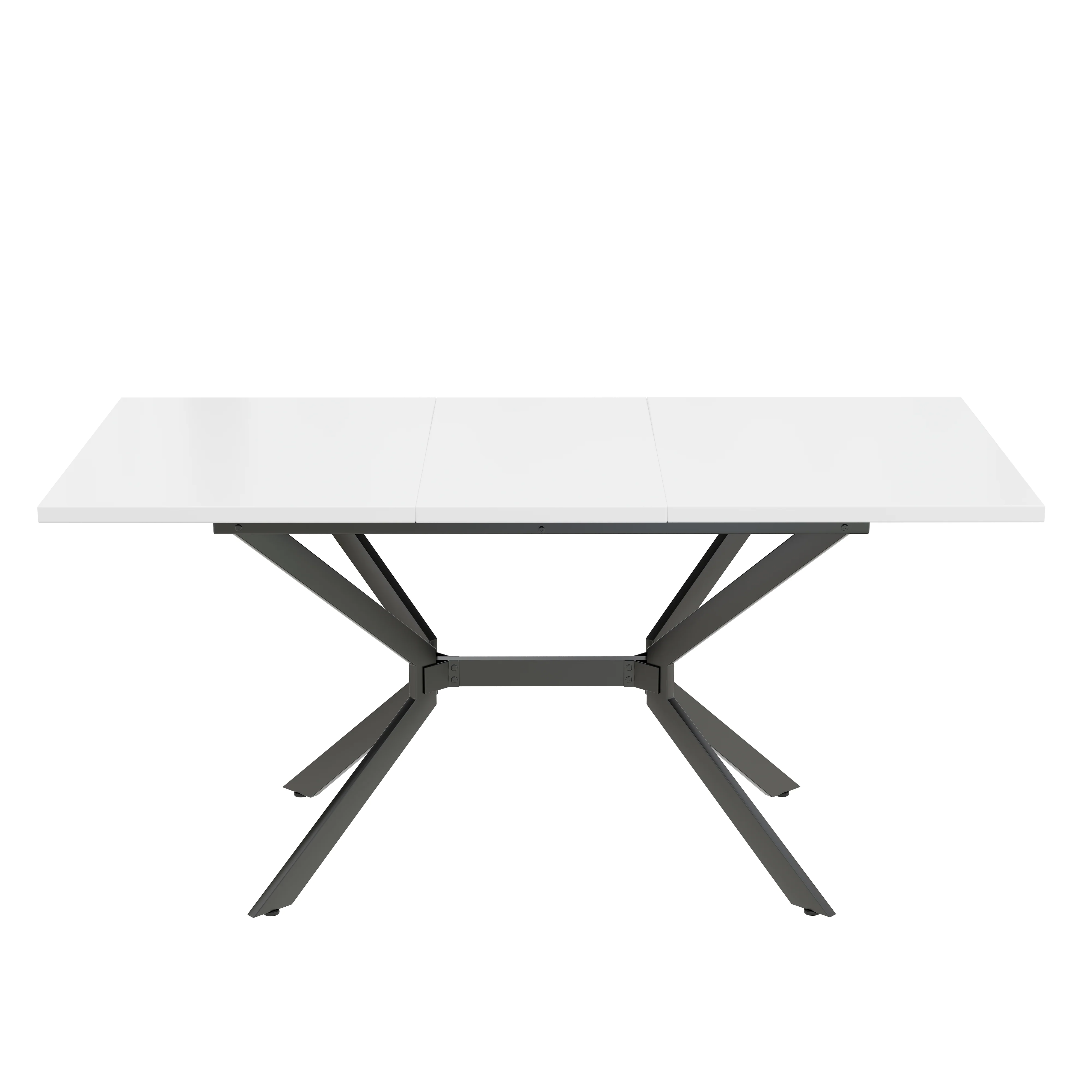Extendable Dining Table, Rectangular Seating for 4-6 People, White and Black Metal - Image 7