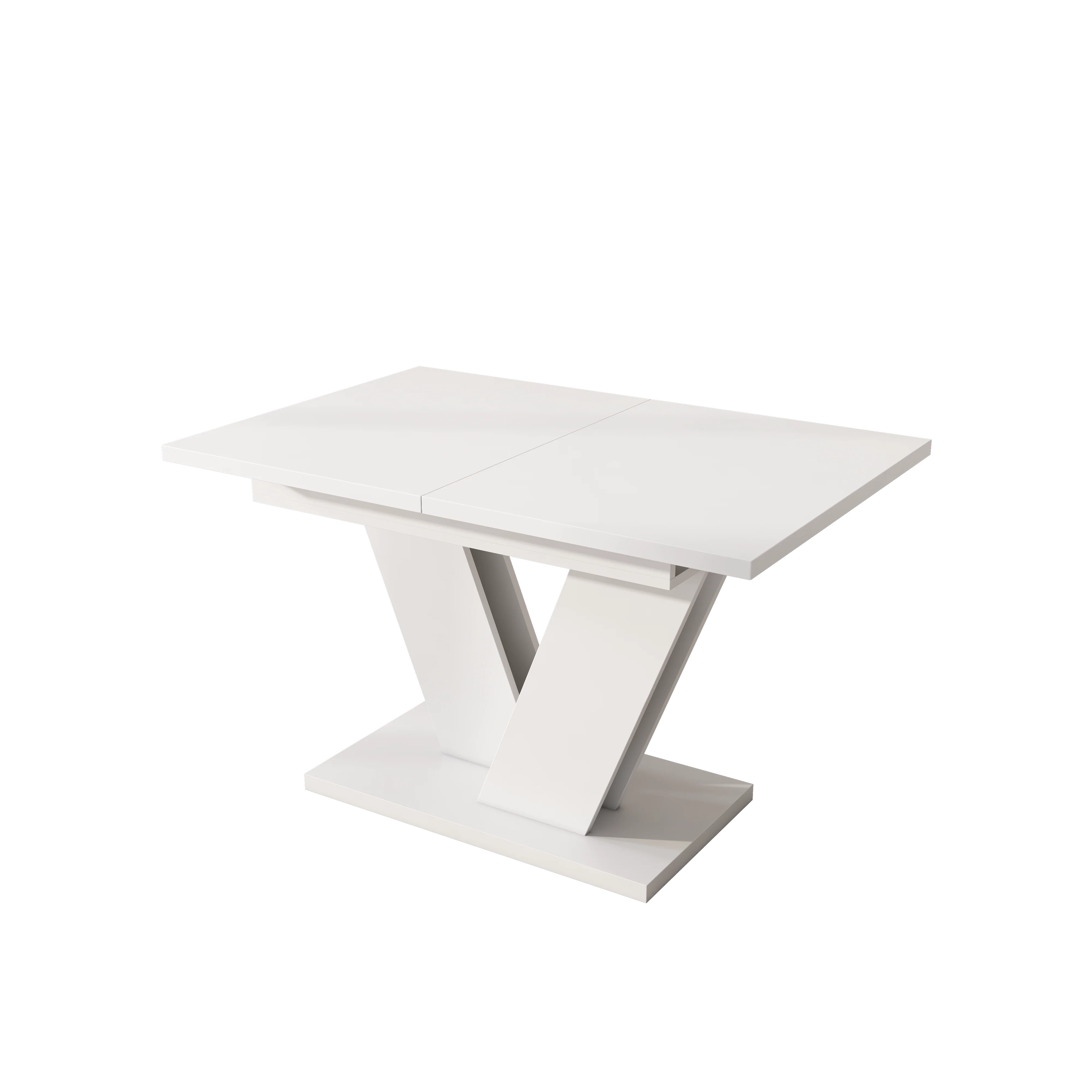Extendable Dining Table, Rectangular V-Leg for 4-6 People, White - Image 10