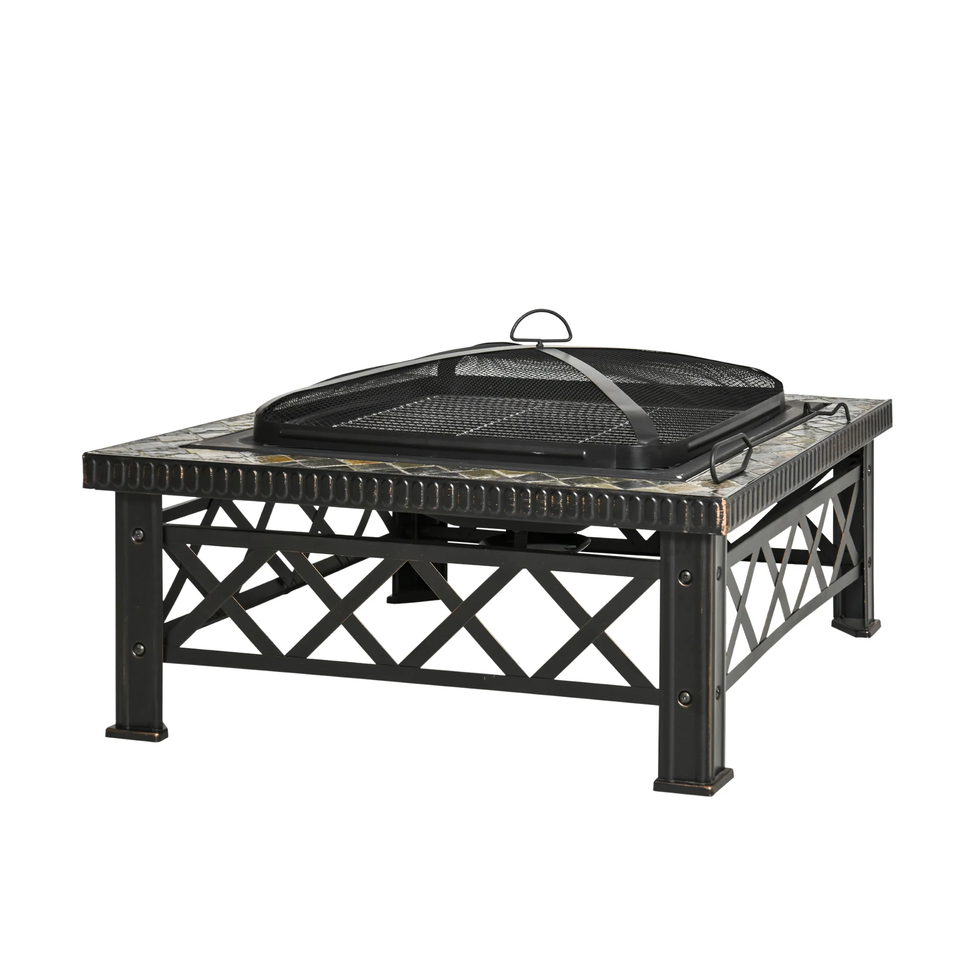 Fire Bowl 3-in-1 with Spark Guard & Grill Grate, Black - Image 2