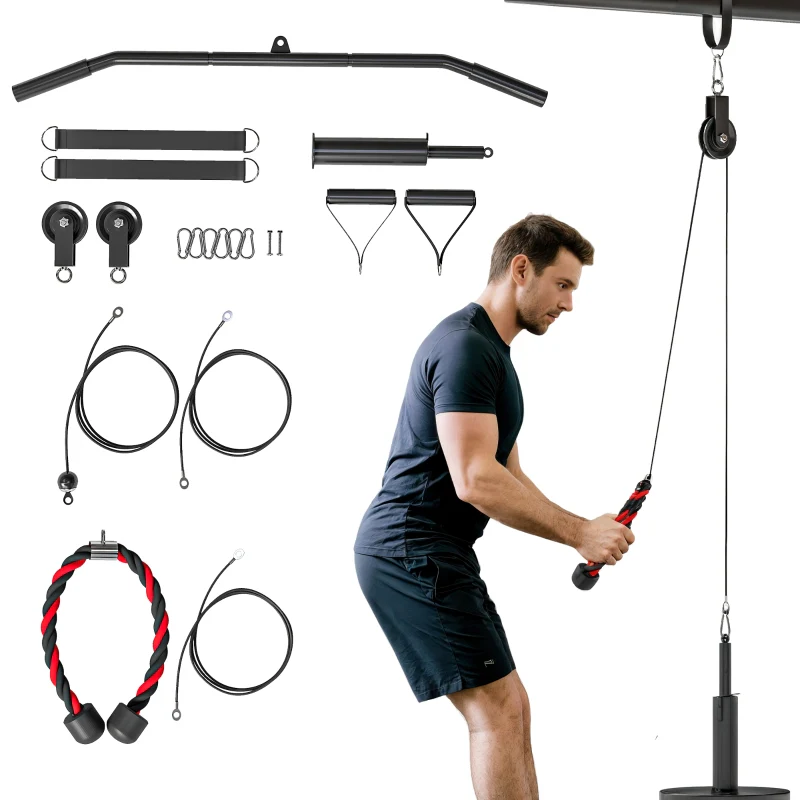 Fitness Lat Pulldown Cable Pulley System Home Strength Training - Image 2