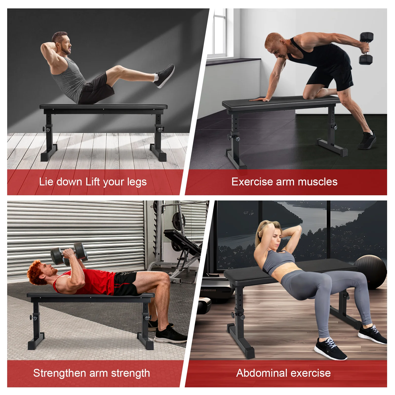 Flat Weight Bench Home Fitness Strength Training Dumbbell Stool Comfortable Design - Image 7