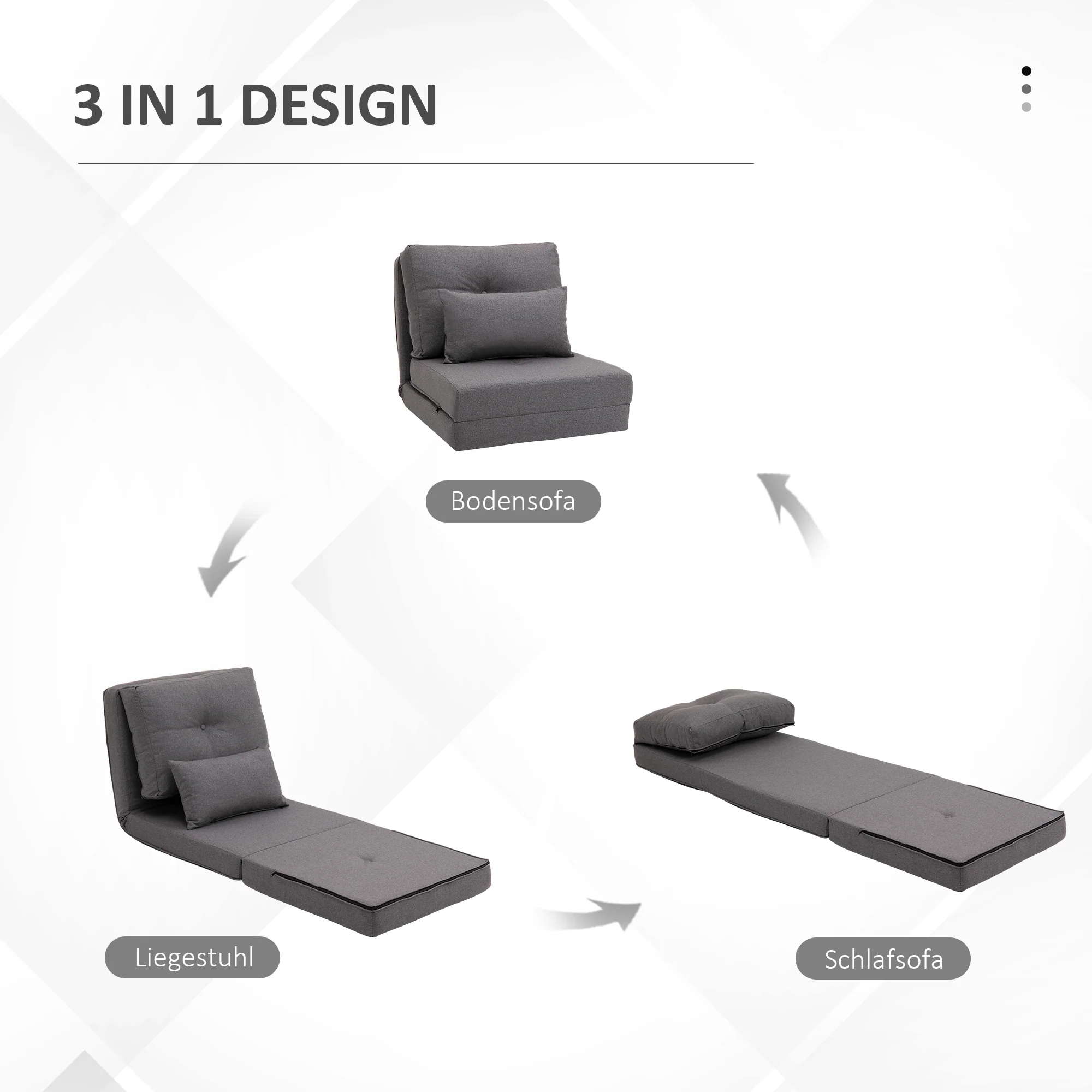 Floor Chair Folding Bed Sofa Adjustable Linen - Image 5