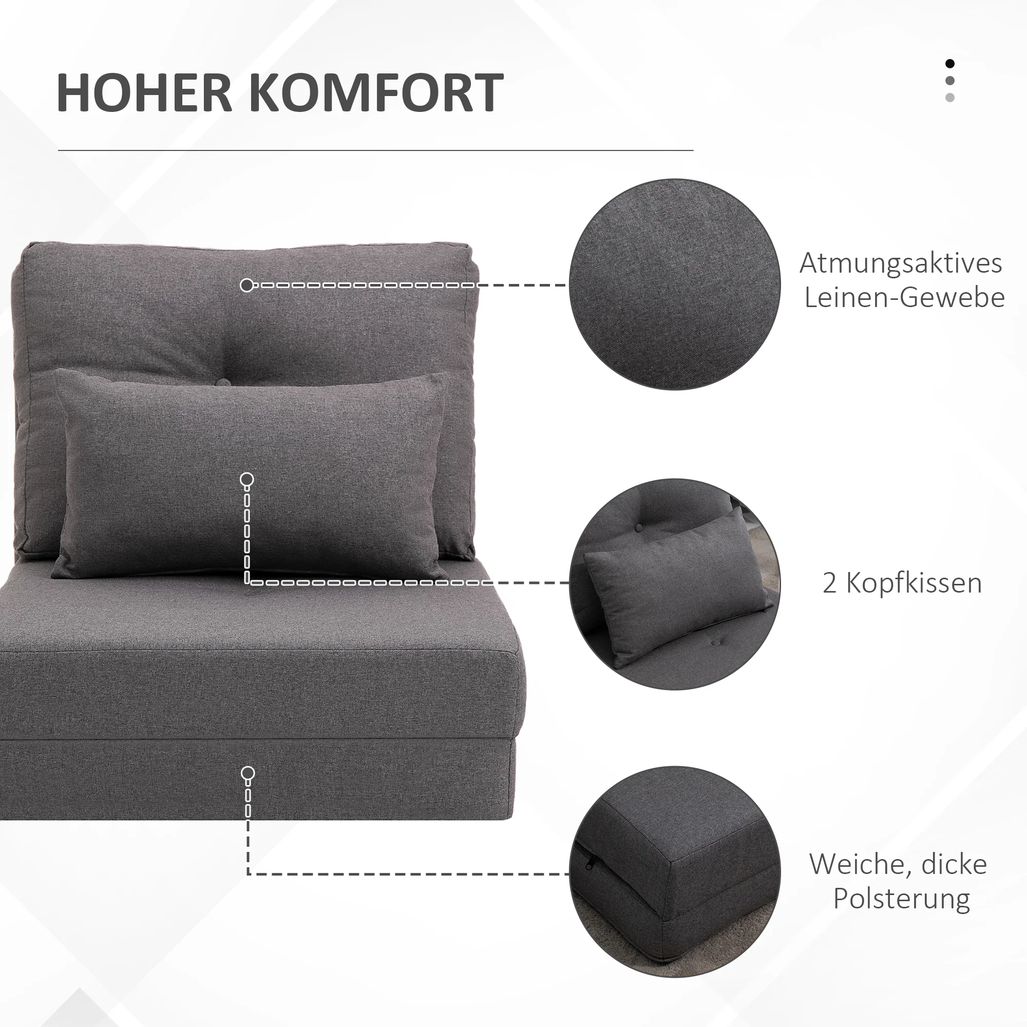 Floor Chair Folding Bed Sofa Adjustable Linen - Image 6