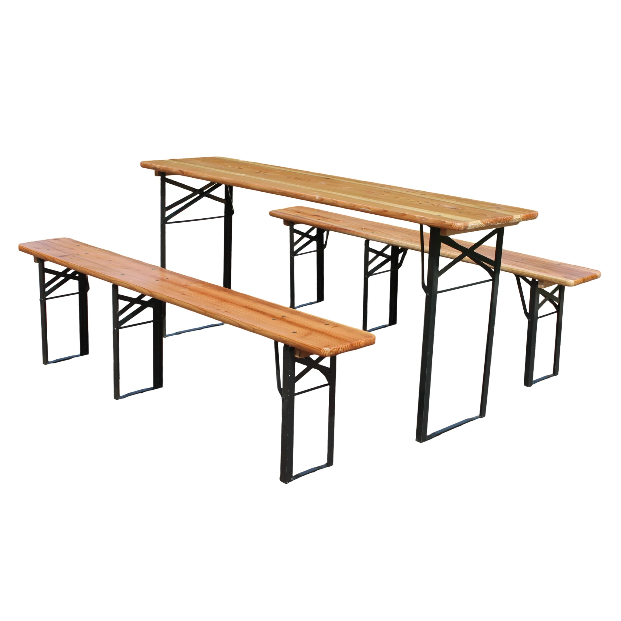 Foldable Beer Garden Set 3-Piece 175cm Space-Saving - Solid Pine - Image 2